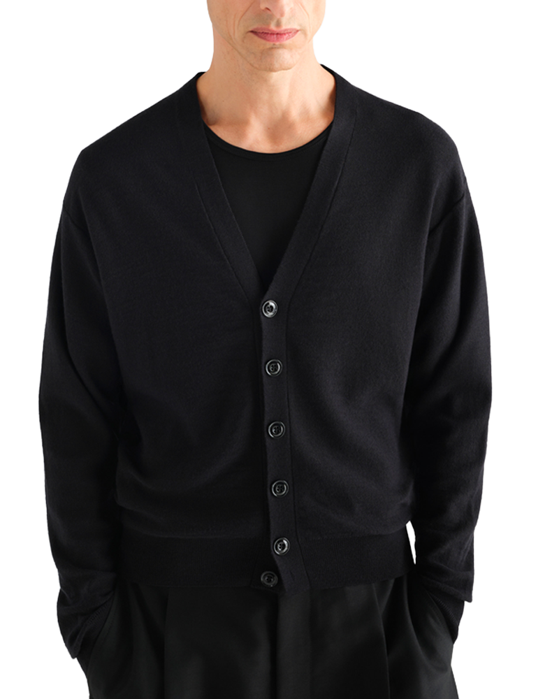 RELAXED TWISTED CARDIGAN BLACK