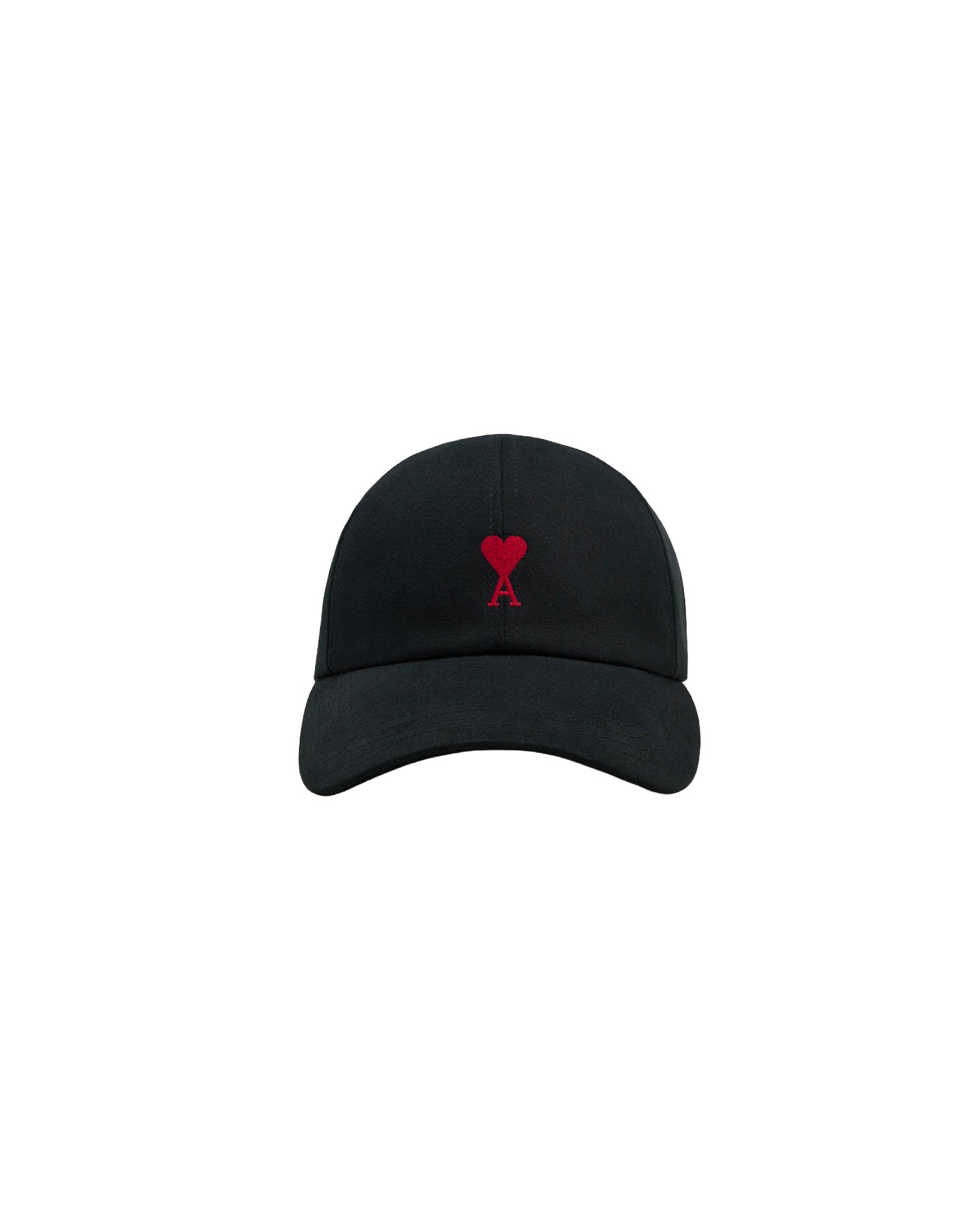 Casquette Ami Paris noire avec logo cœur rouge brodé vue de face