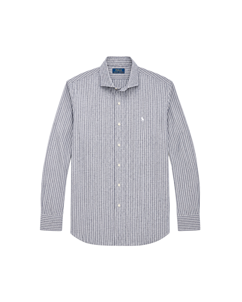 SHIRT LINEN STRIPE NAVY WHITE
