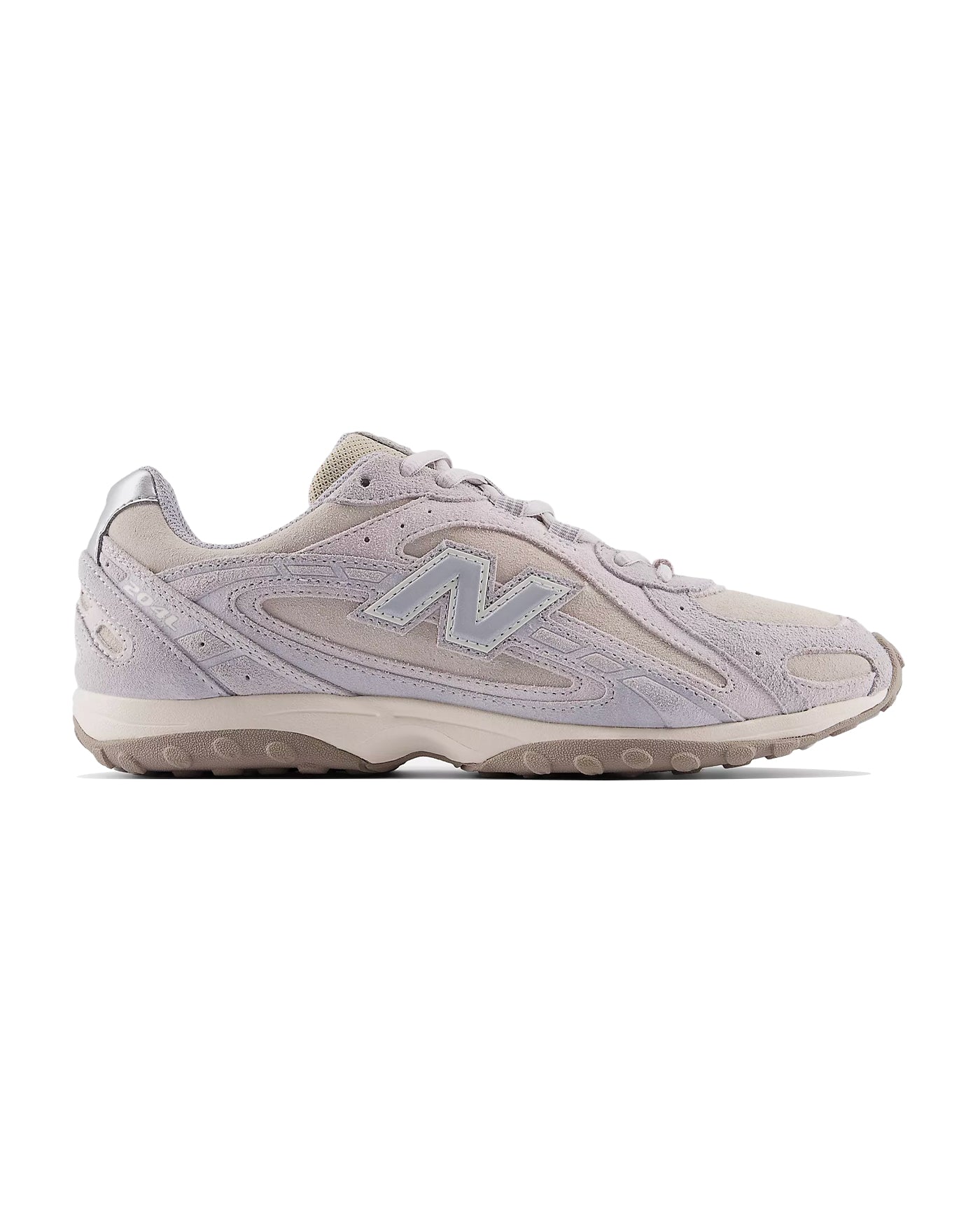 Sneakers New Balance 204L gris lavande et argent profil droit