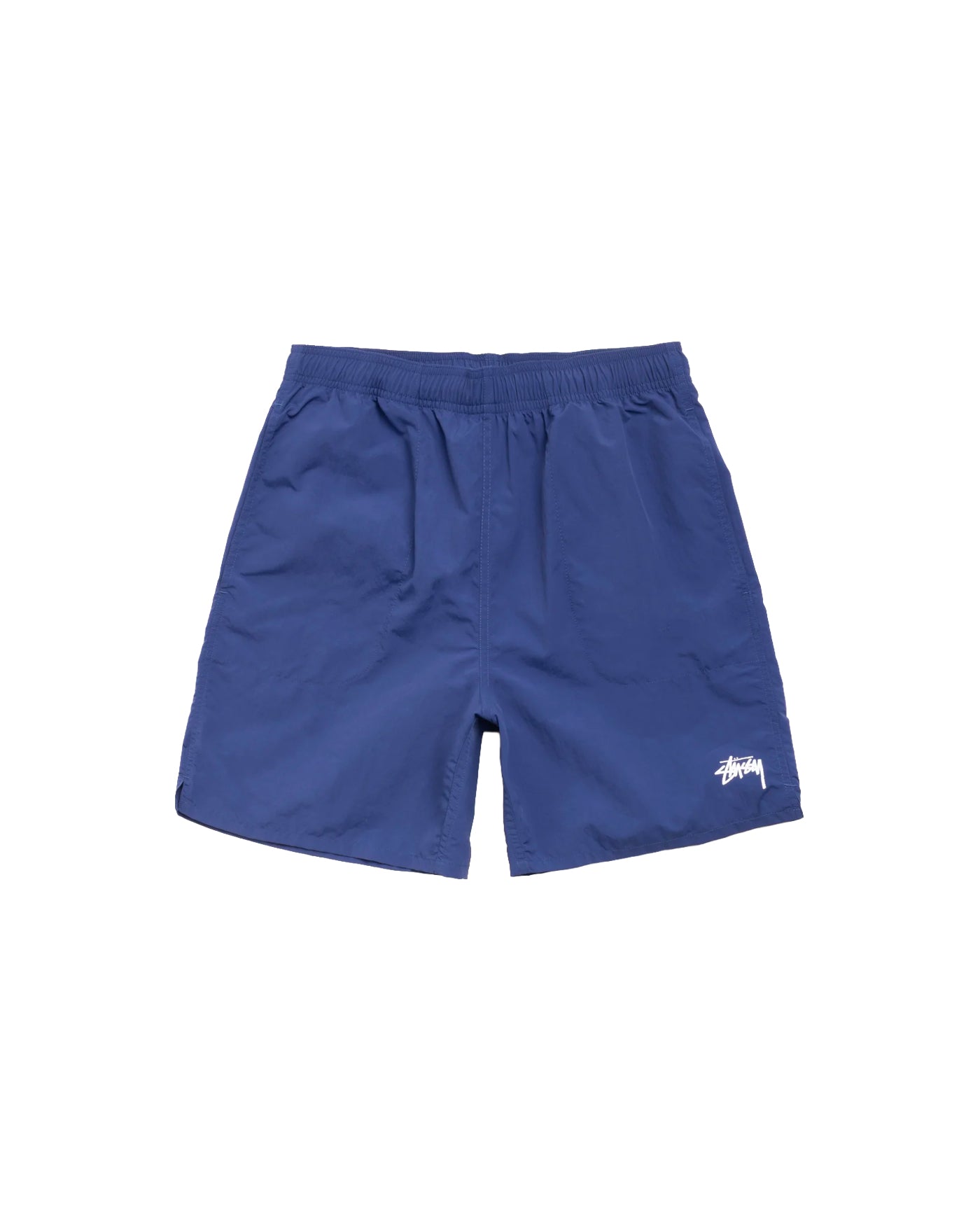 Short de bain Stüssy Stock Water bleu nuit logo brodé blanc face
