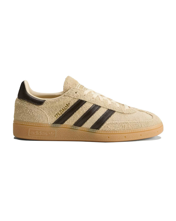Sneakers Adidas Handball Spezial beige bandes marron semelle gomme, profil gauche
