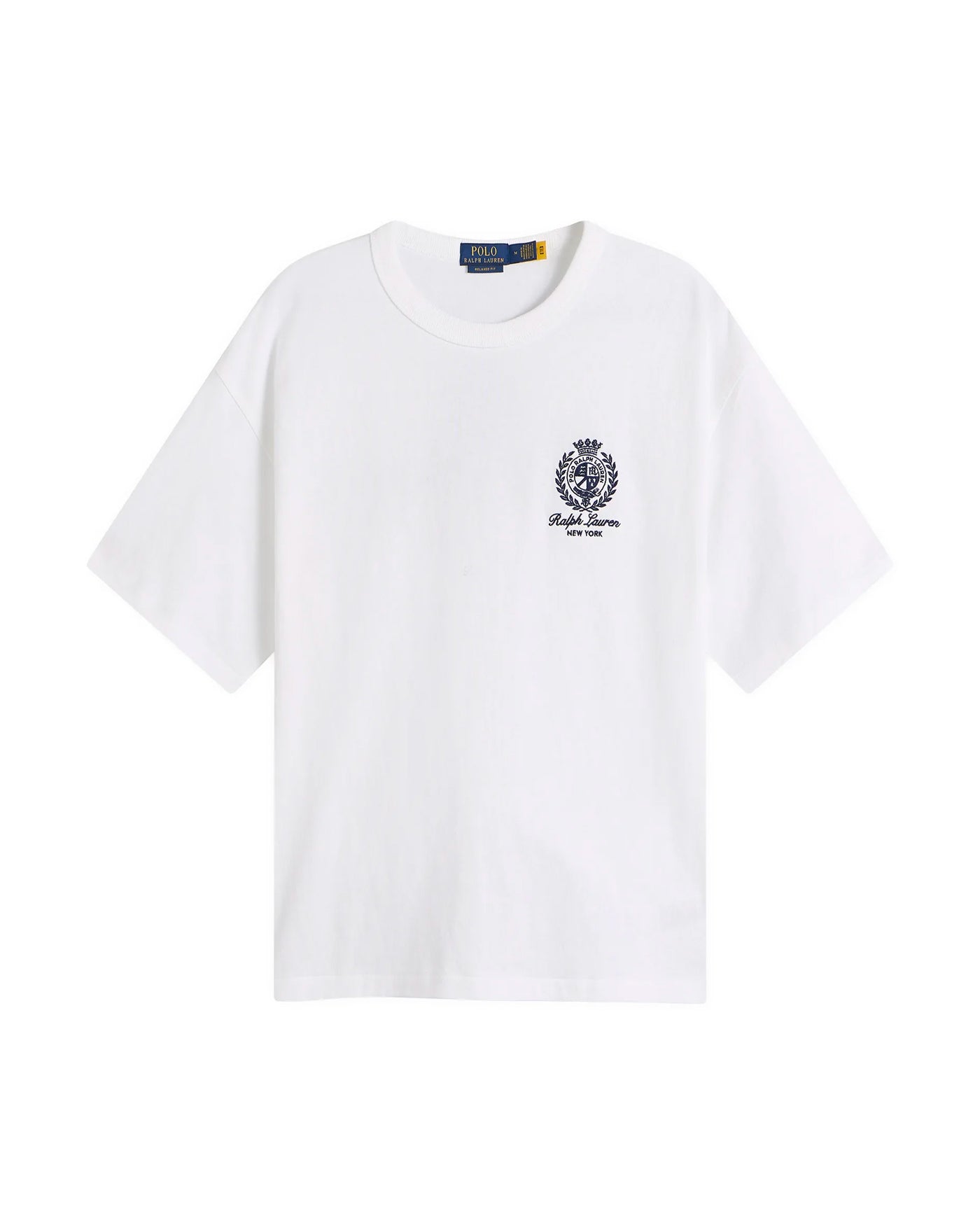 T-shirt Ralph Lauren blanc broderie blason ancre New York face