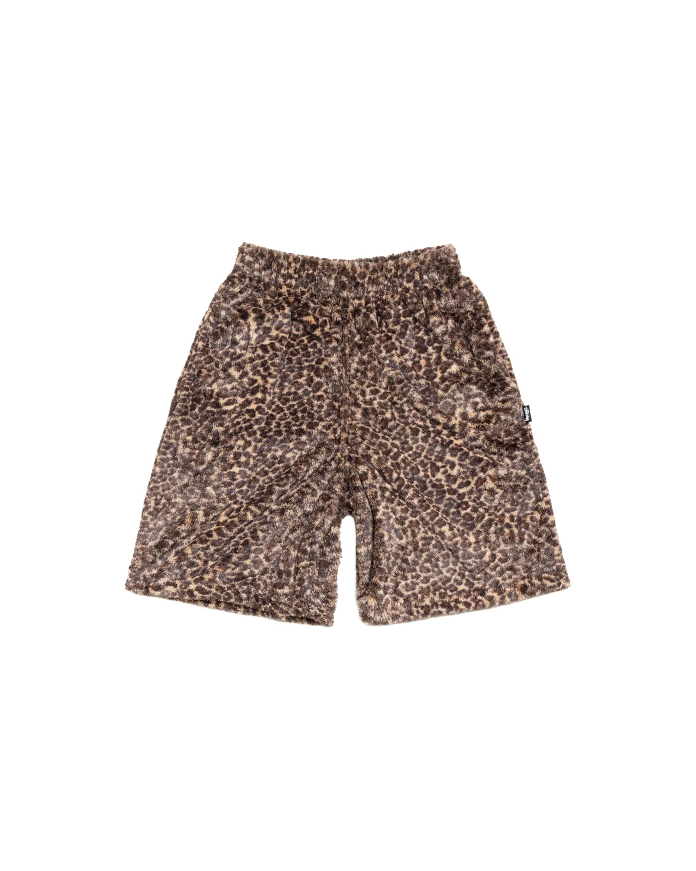 Short en pile Stüssy motif léopard marron et noir texture velours face