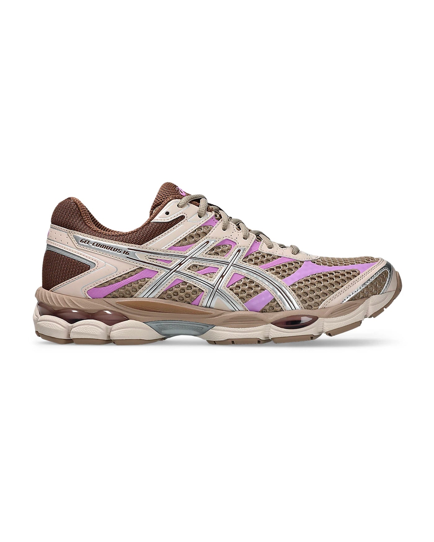 Sneakers Asics Gel-Cumulus 16 beige lilas et marron profil droit
