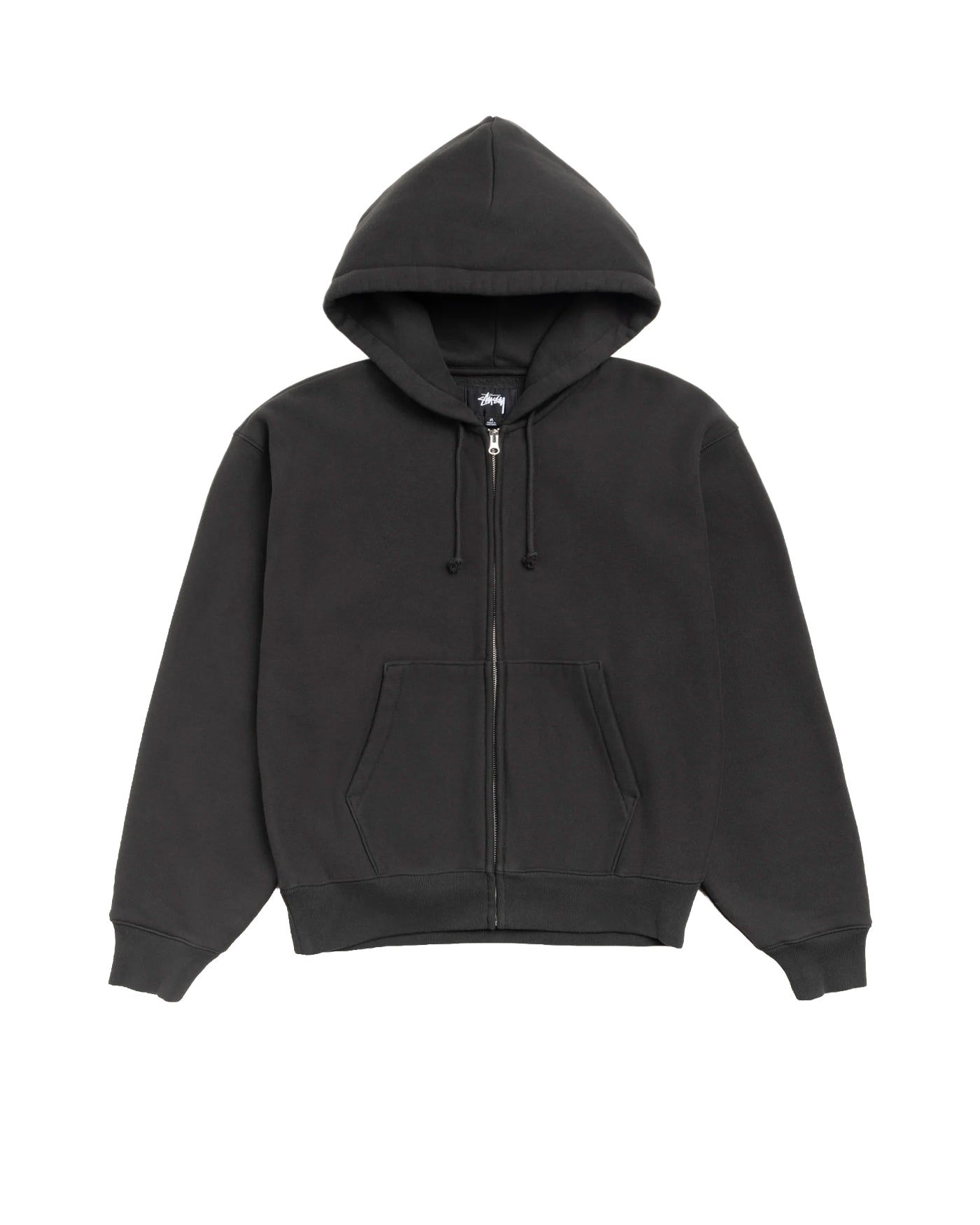 Sweat zippé à capuche Stüssy Basic Diamond noir oversize face