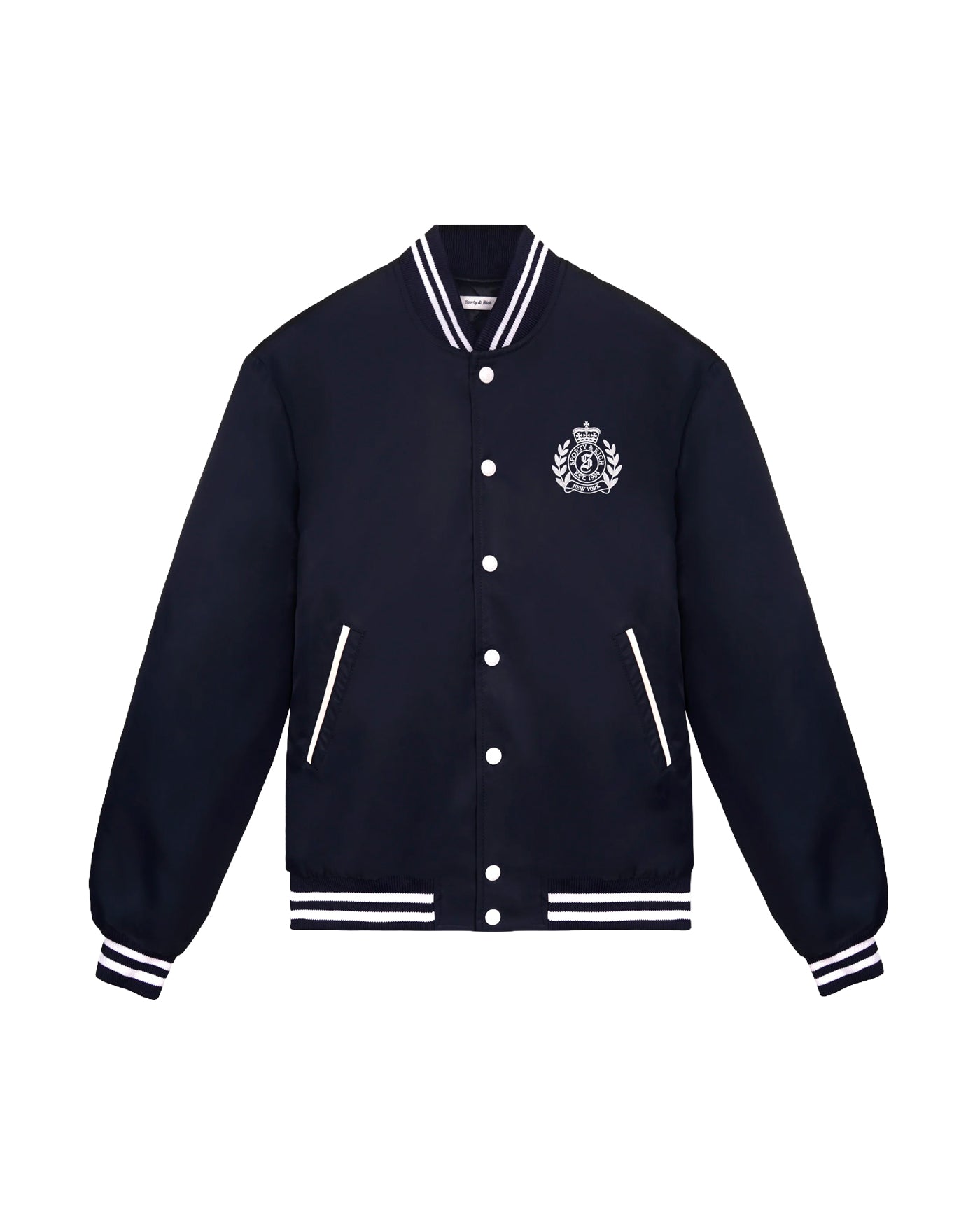 H&W JACKET CREST OVERSIZED VARSITY NAVY/WHITE
