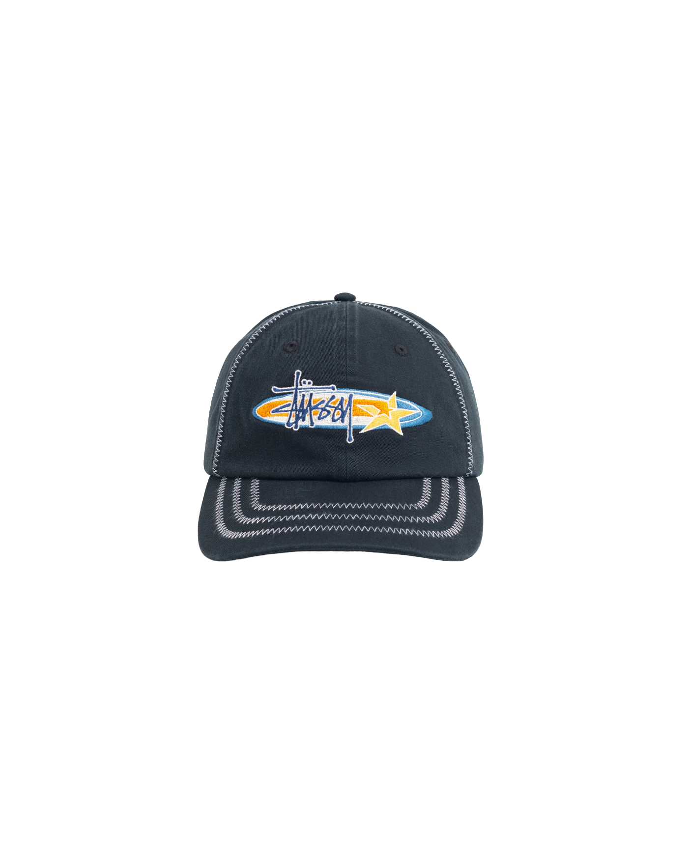 Casquette Stüssy LP Oval Star noire broderie étoile multicolore face