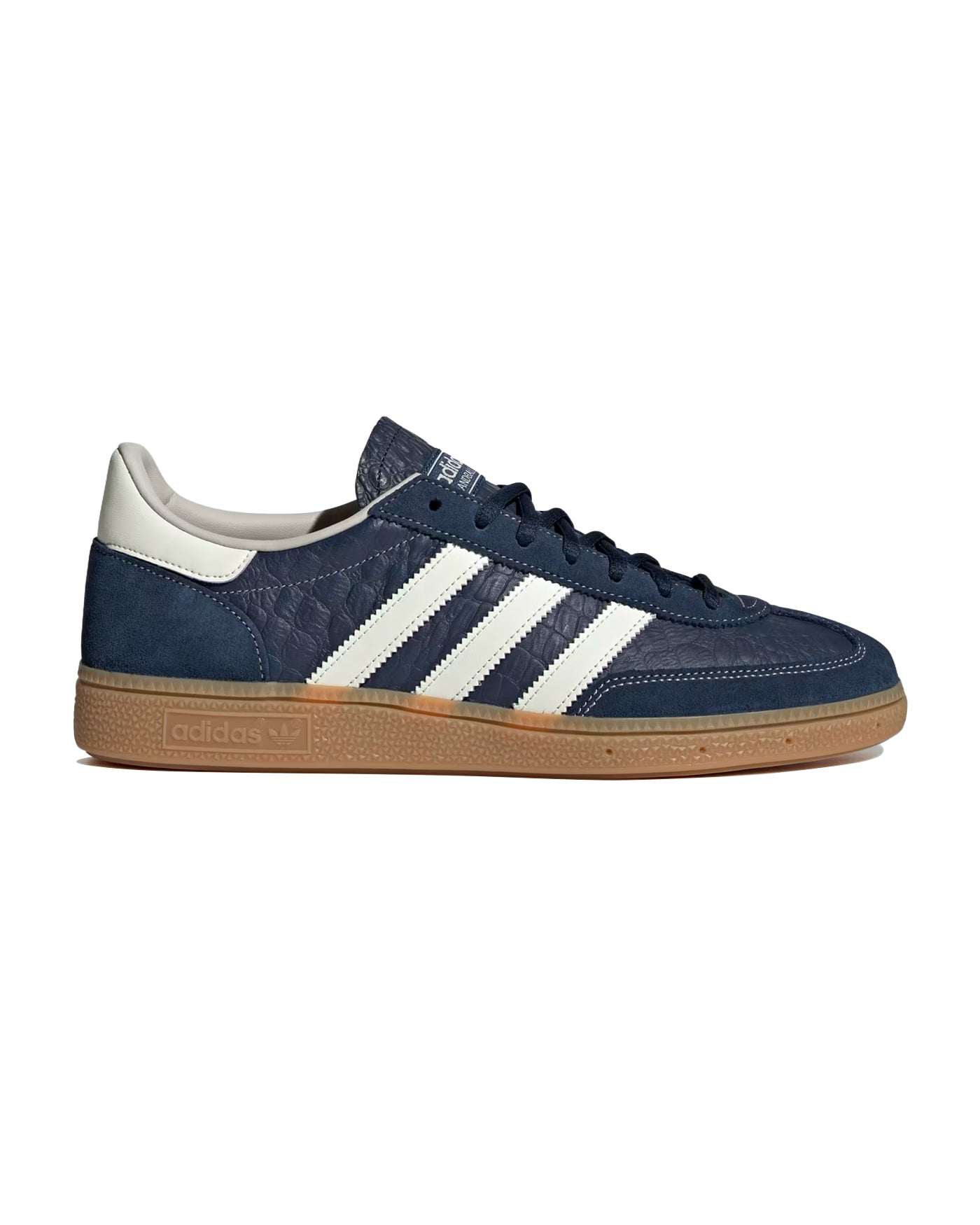 Sneakers Adidas Handball Spezial bleu indigo et crème semelle gomme profil gauche
