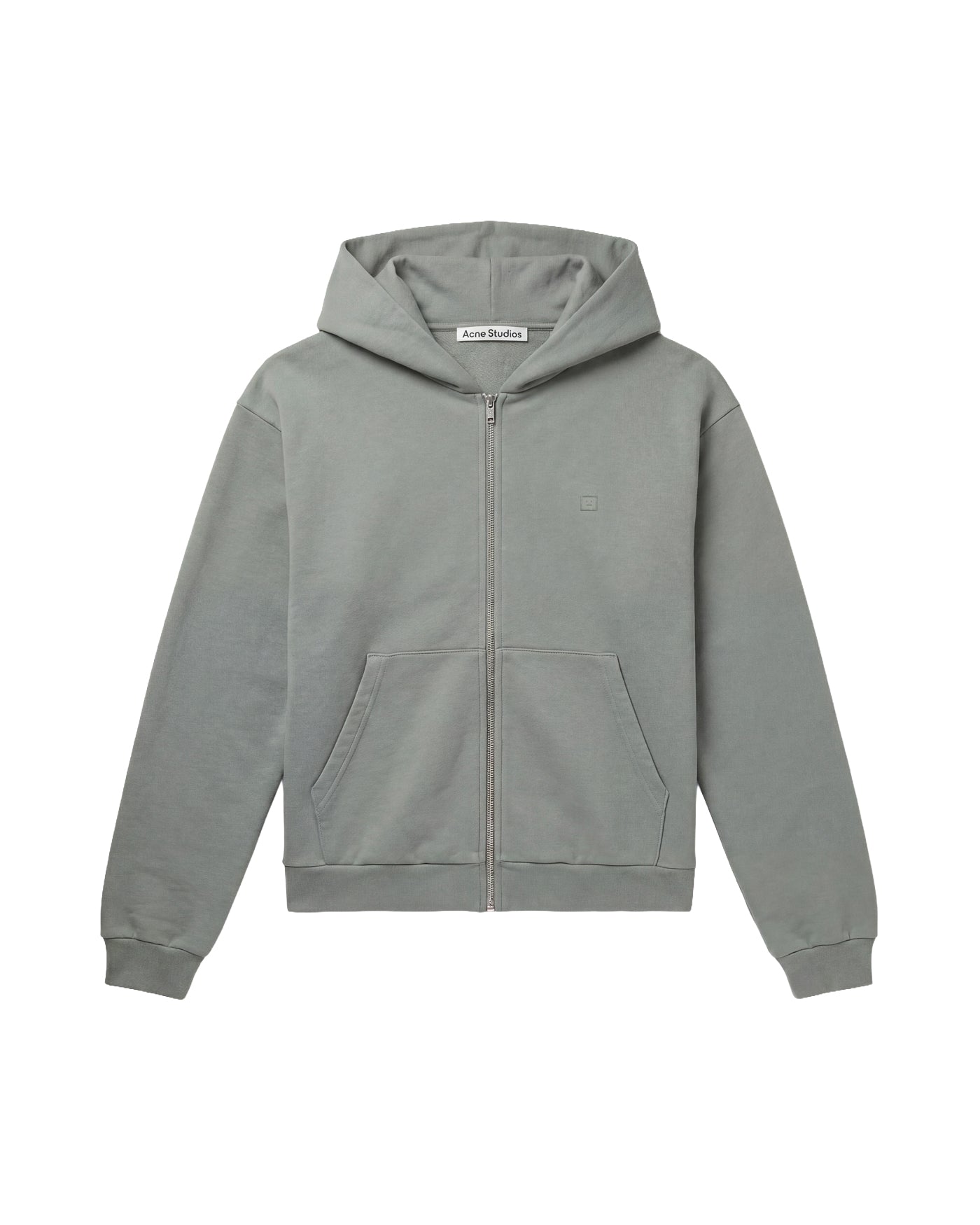 Sweat à capuche zippé pleine longueur Acne Studios gris pierre face