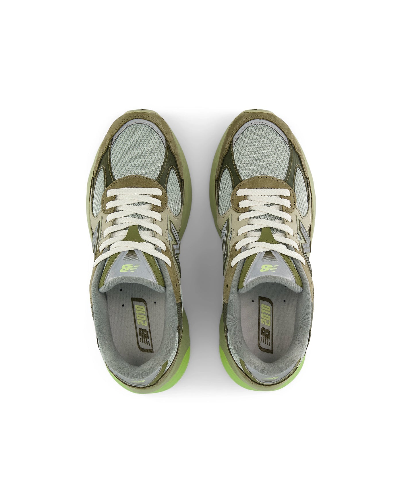 Sneakers New Balance 2010 vert kaki et vert lime vue du dessus
