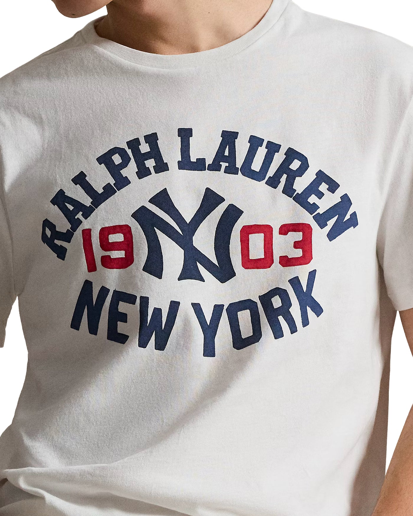 T-shirt Ralph Lauren blanc imprimé Yankees New York 1903 vue face