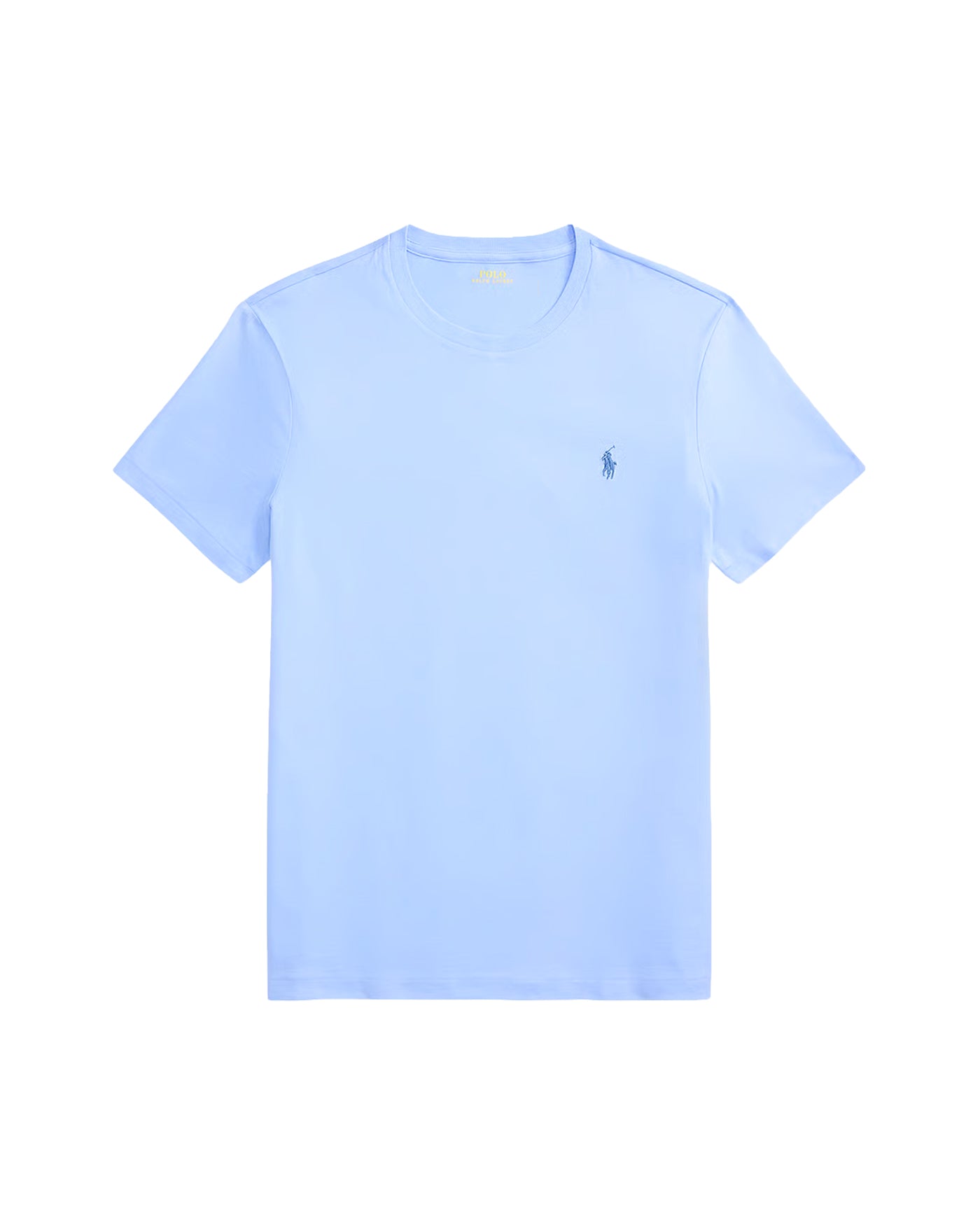 T-shirt Ralph Lauren bleu ciel col rond logo poney brodé vue face