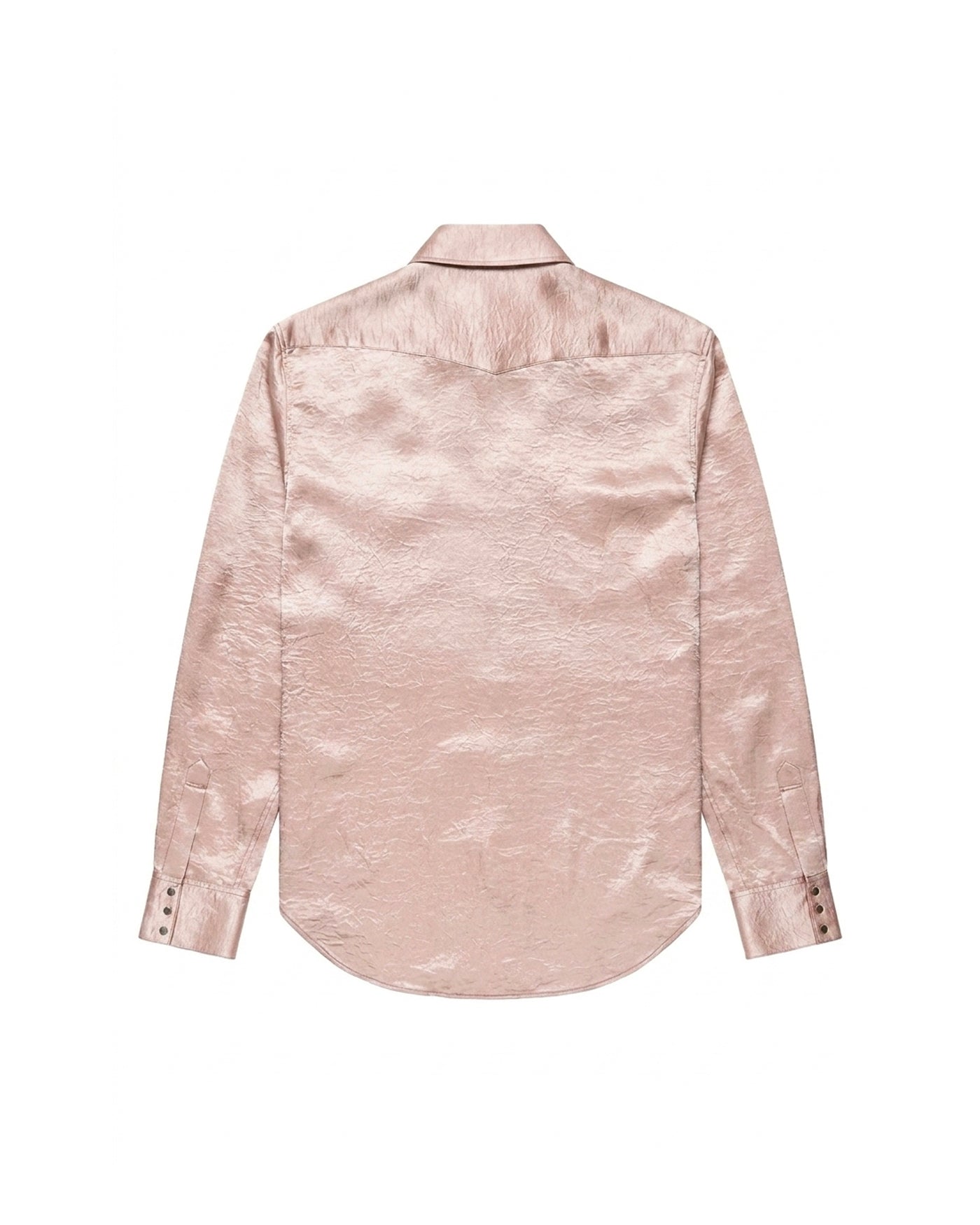 Chemise Acne Studios satin rose poudré style western manches longues, vue dos