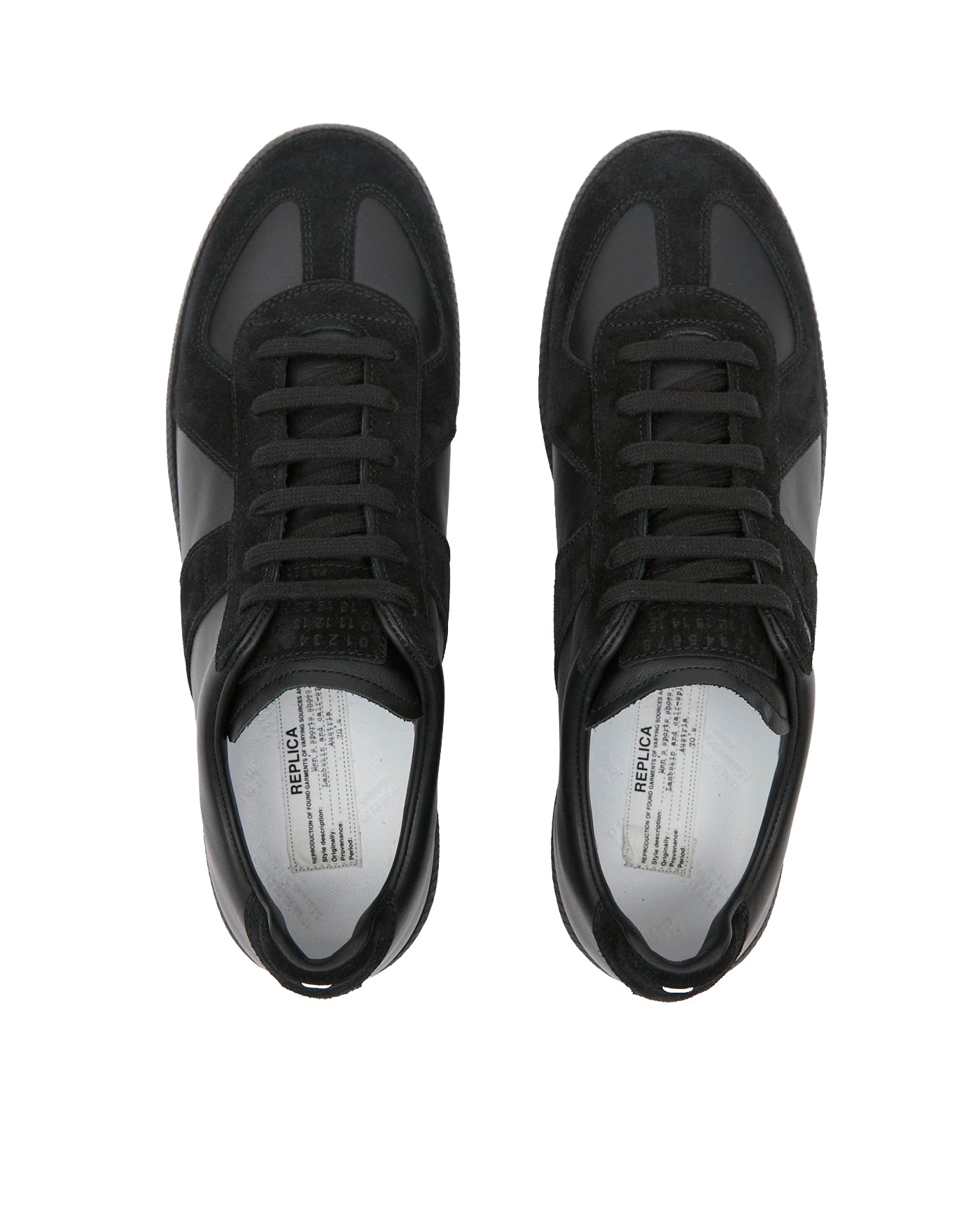 Sneakers Maison Margiela Replica full black cuir et suède vue face dessus