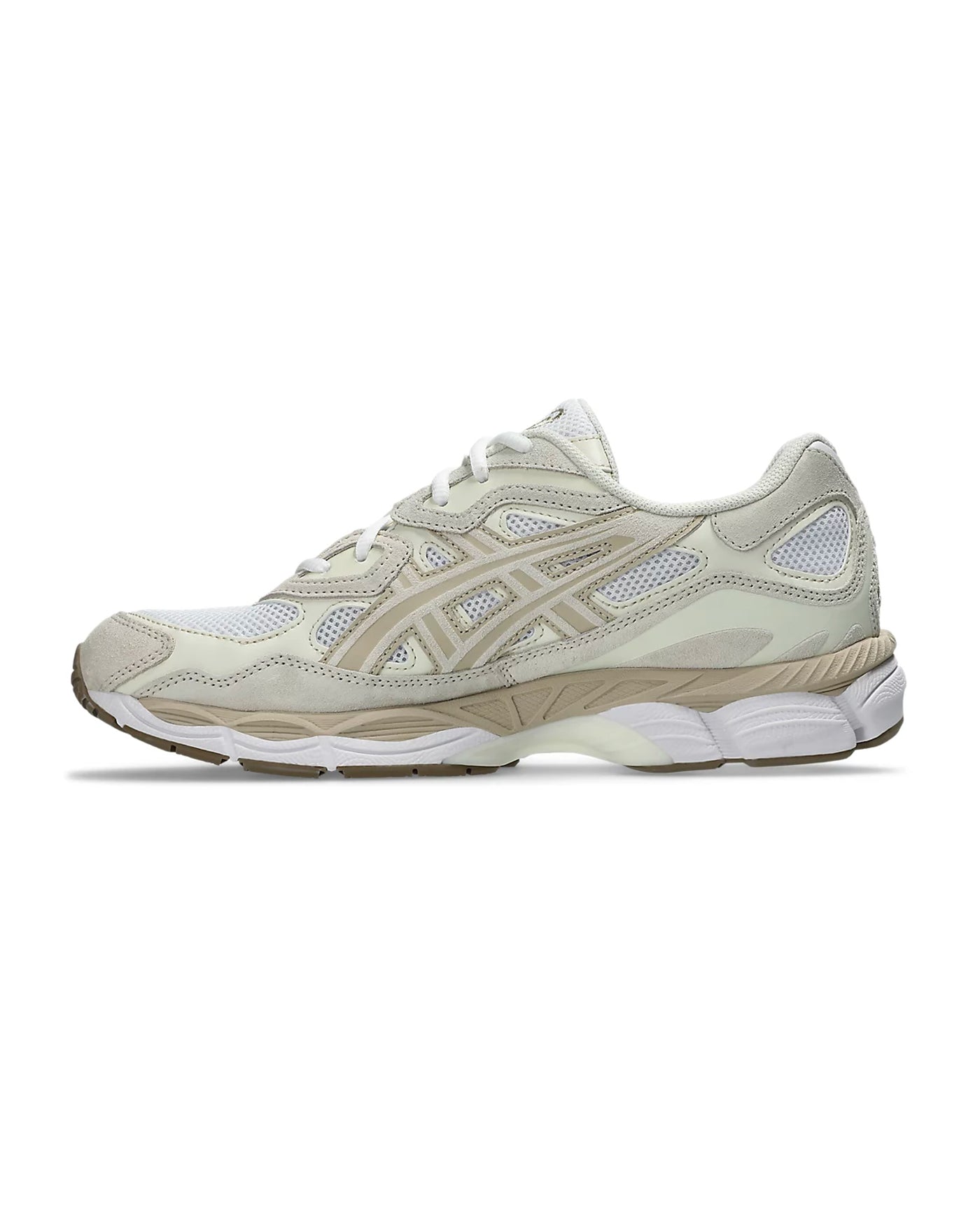 Sneakers ASICS GEL-NYC coloris blanc et beige sable profil droit