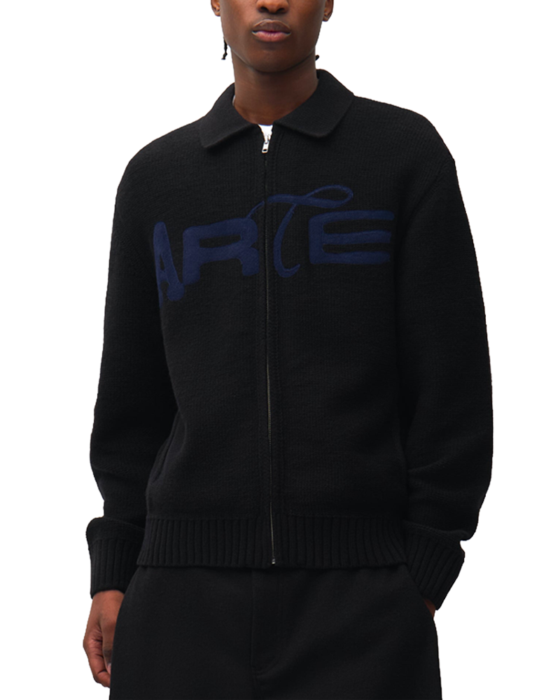 STENCIL ZIP CARDIGAN BLACK