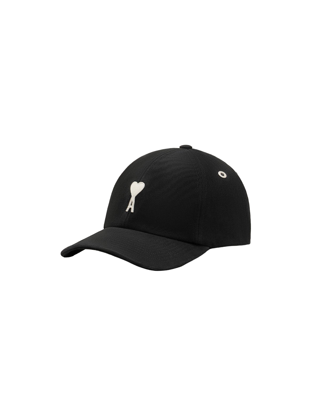 Casquette Ami Paris noire logo Ami de Cœur blanc brodé profil gauche