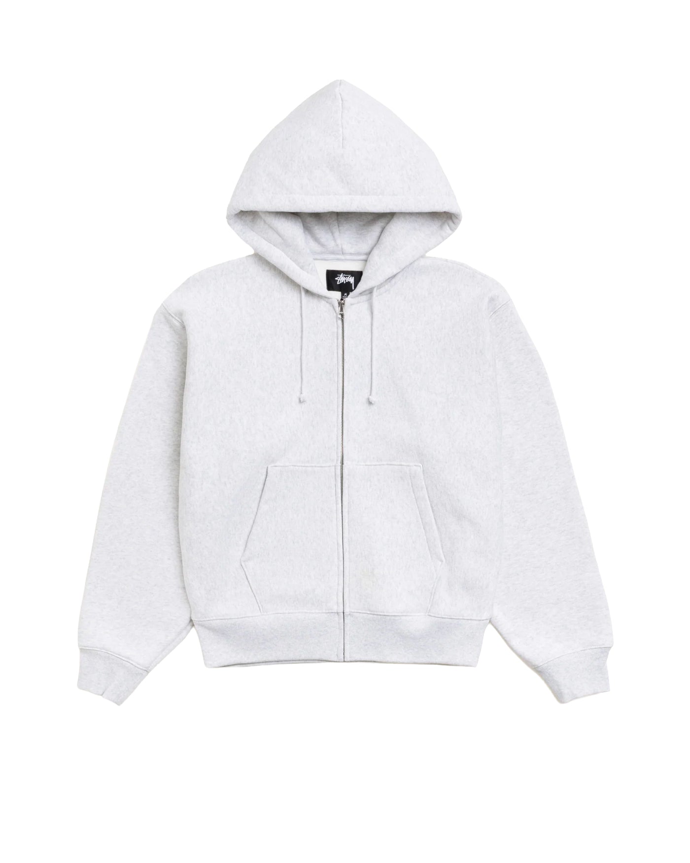 Sweat zippé à capuche Stüssy Basic Diamond gris chiné oversize face