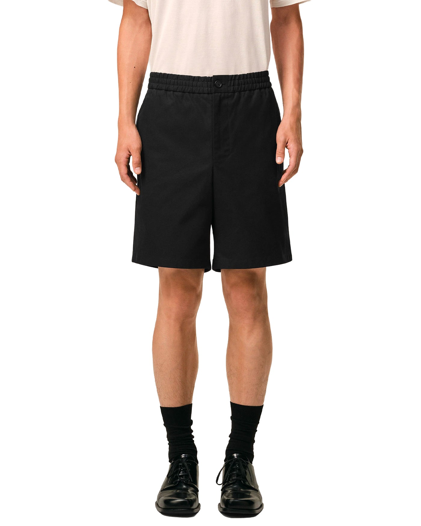 Short Ami Paris noir face porté élastique taille poche latérale