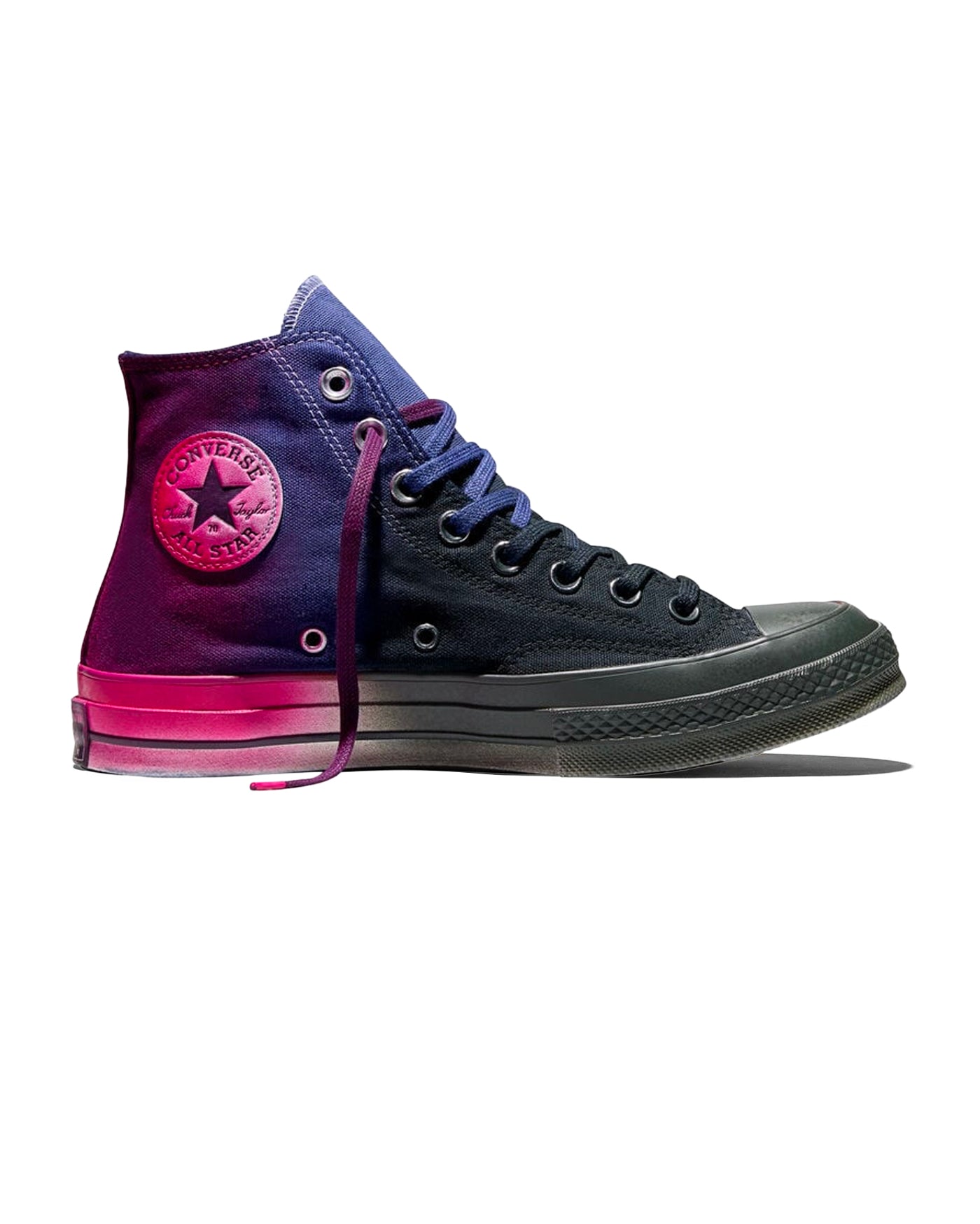 Sneakers Converse Chuck 70 High dégradé noir violet rose profil gauche