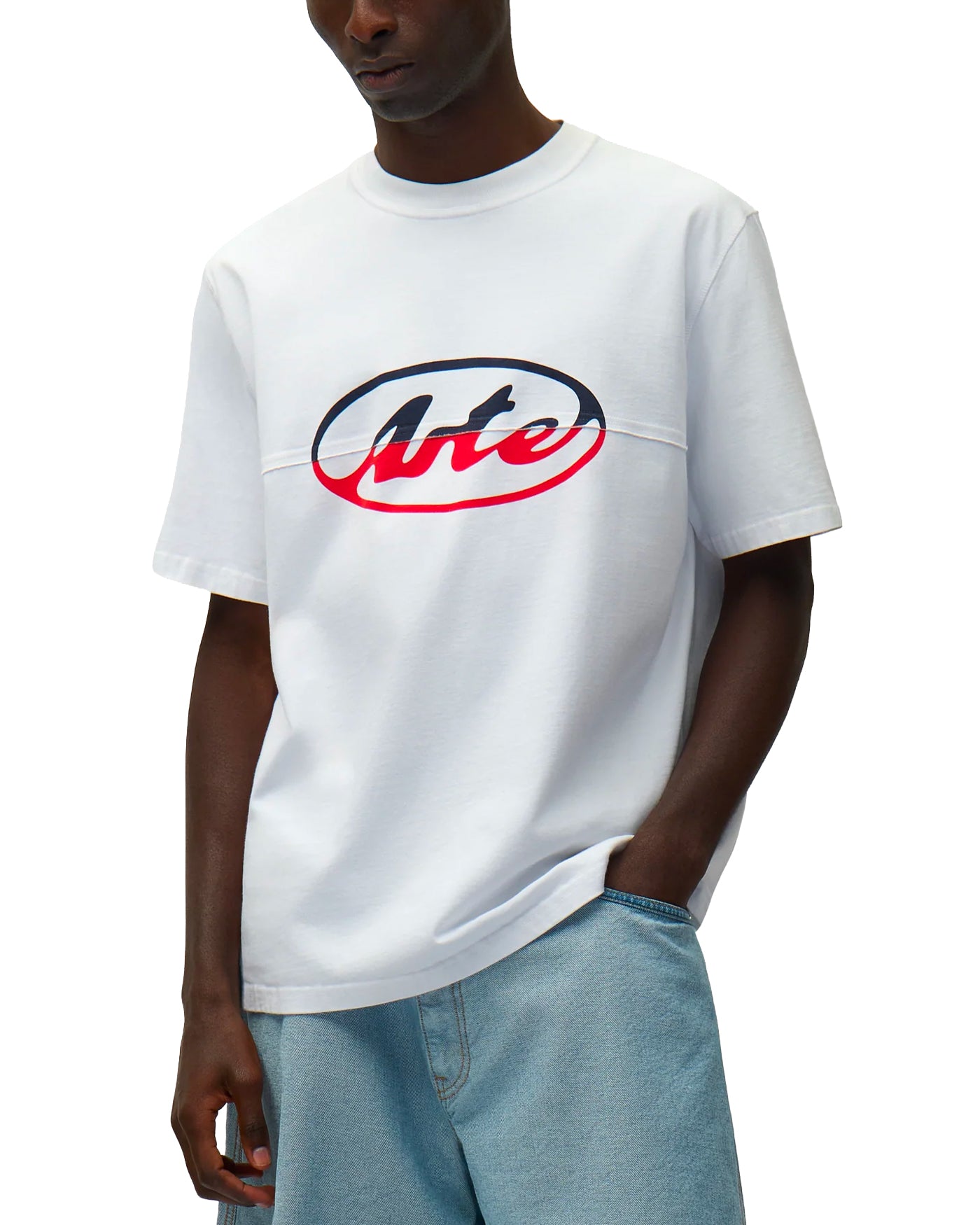 T-shirt Arte Antwerp Circle Logo blanc logo ovale rouge profil gauche