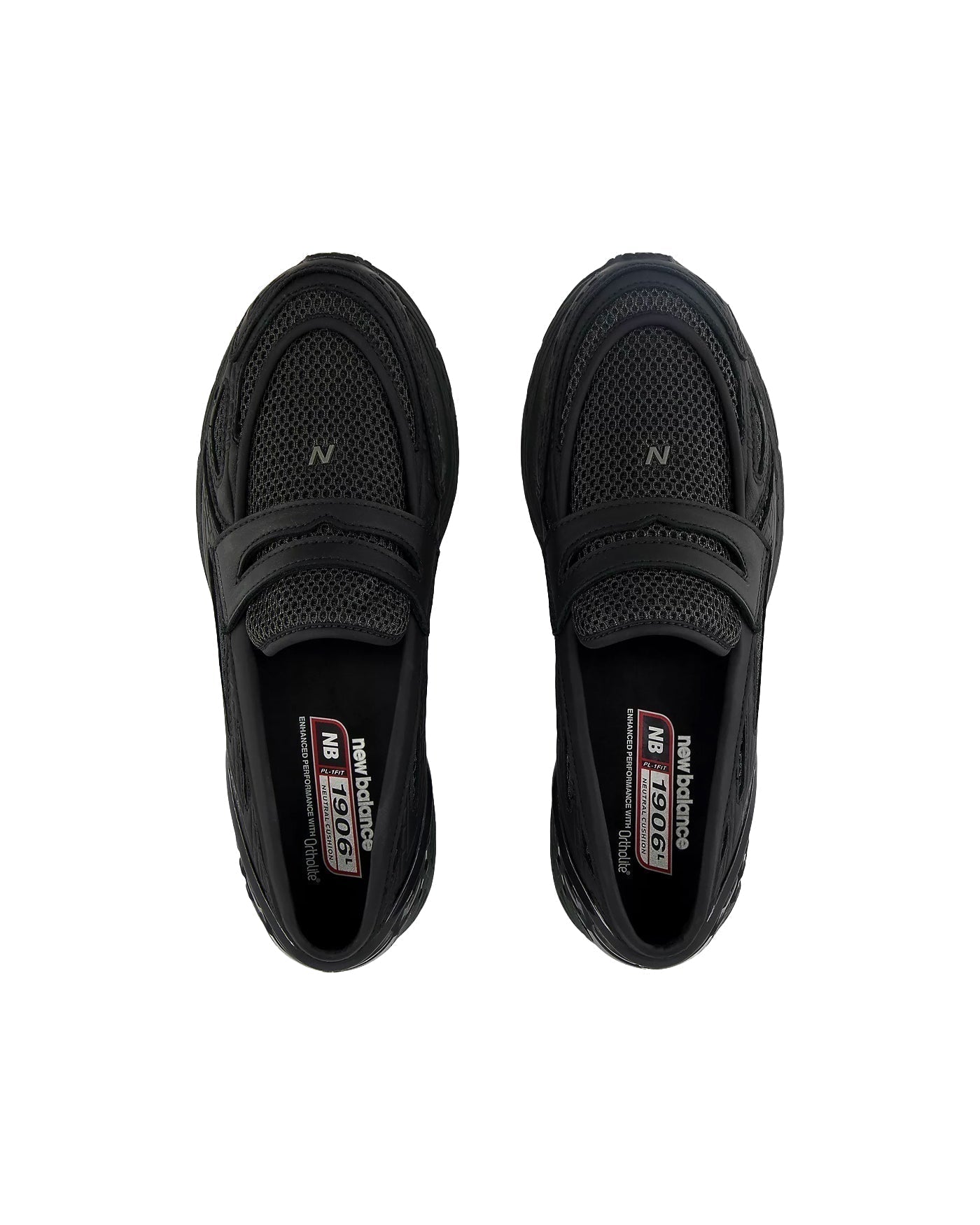 Sneakers New Balance 1906L noir total style mocassin vues de dessus