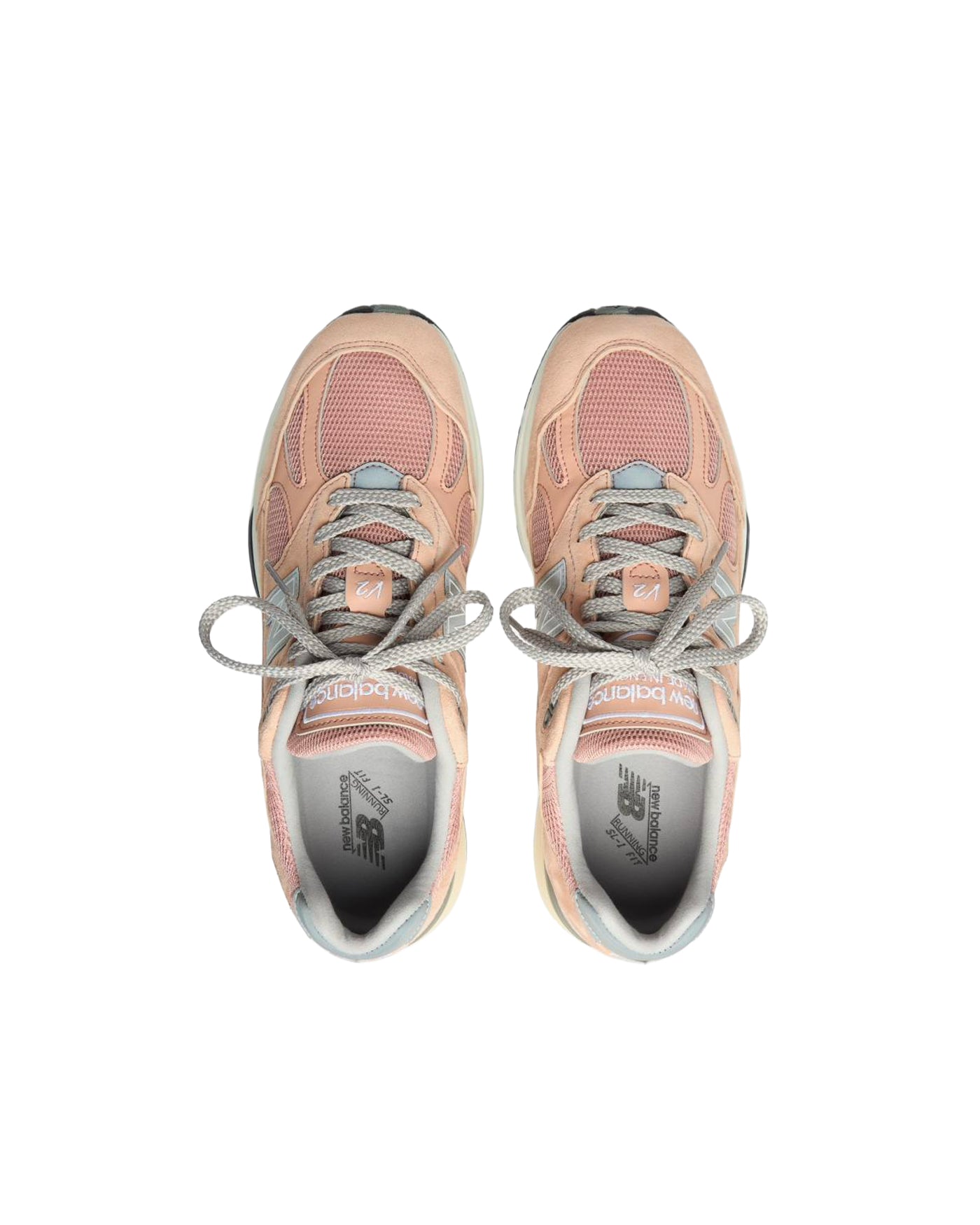Sneakers New Balance 991v2 rose poudré et crème vue de dessus