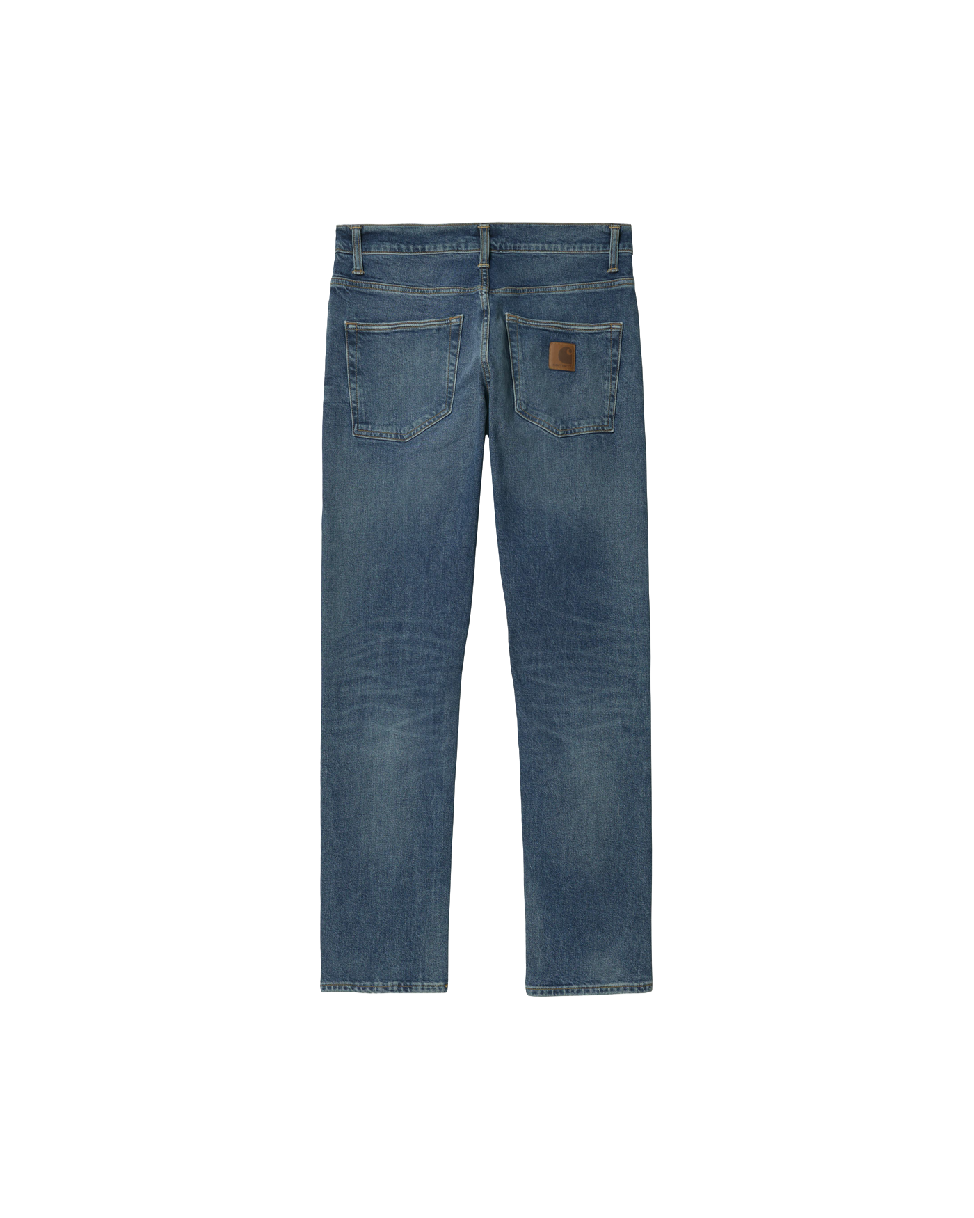 Jeans Carhartt WIP Klondike bleu délavé mid wash patch cuir dos