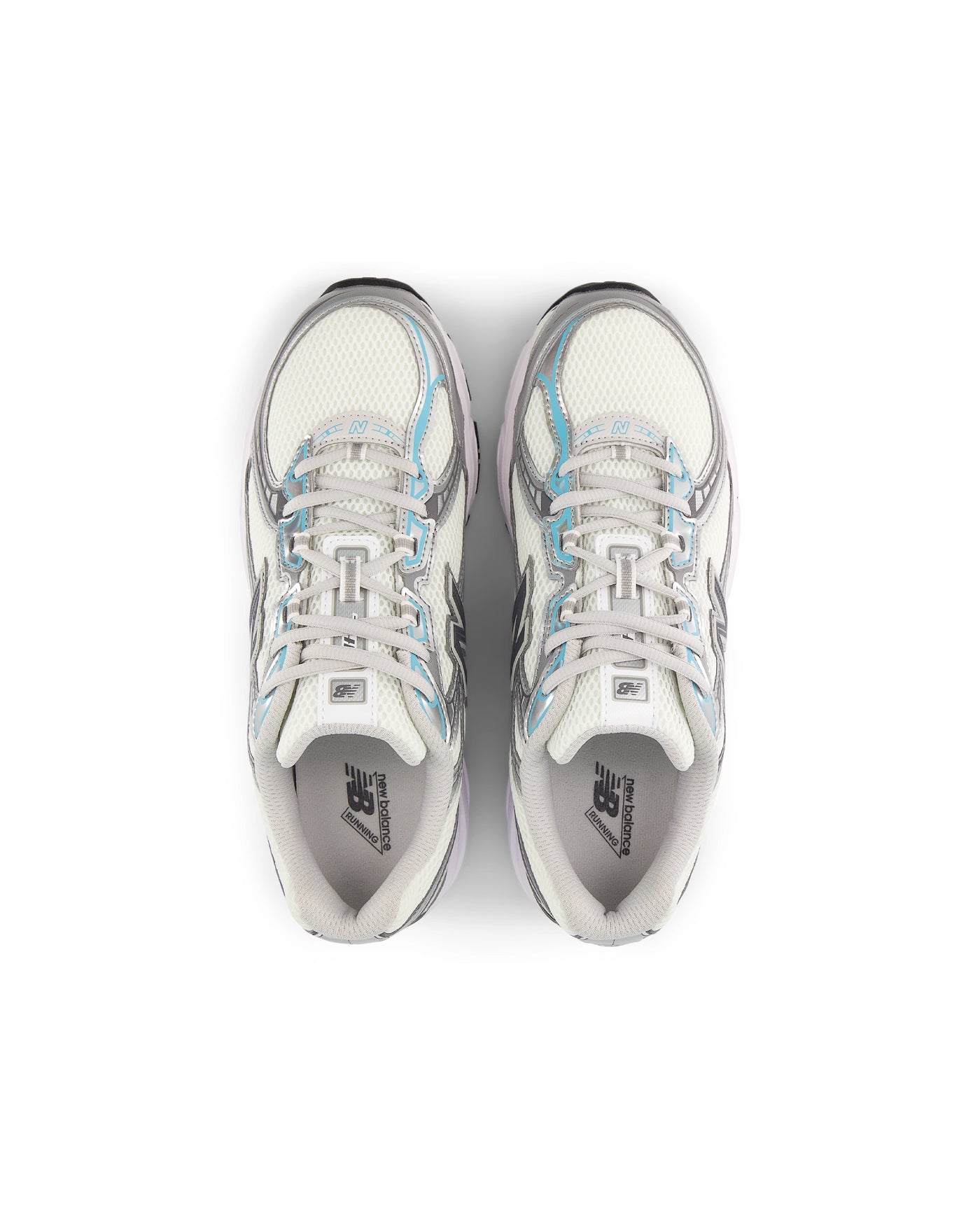 Sneakers New Balance 740 blanc argenté détails bleu ciel vue du dessus