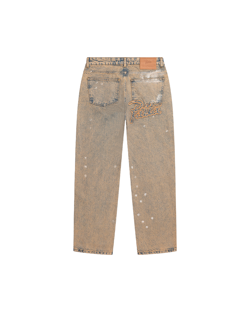 DENIM PANT DIRTY SPLATTER SANDWASHED LIGHT BLUE