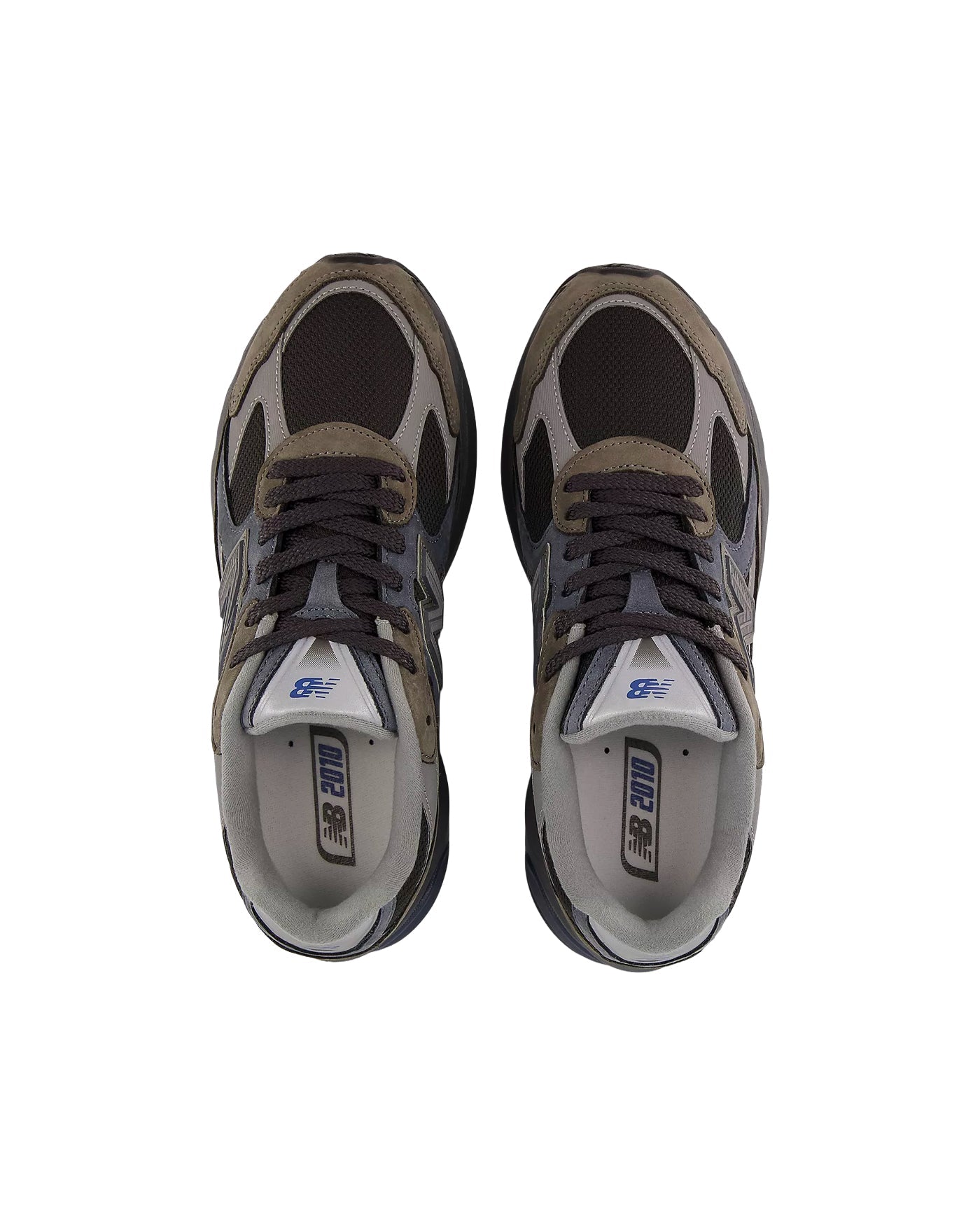 Sneakers New Balance 2010 brun kaki et noir grisé vue du dessus