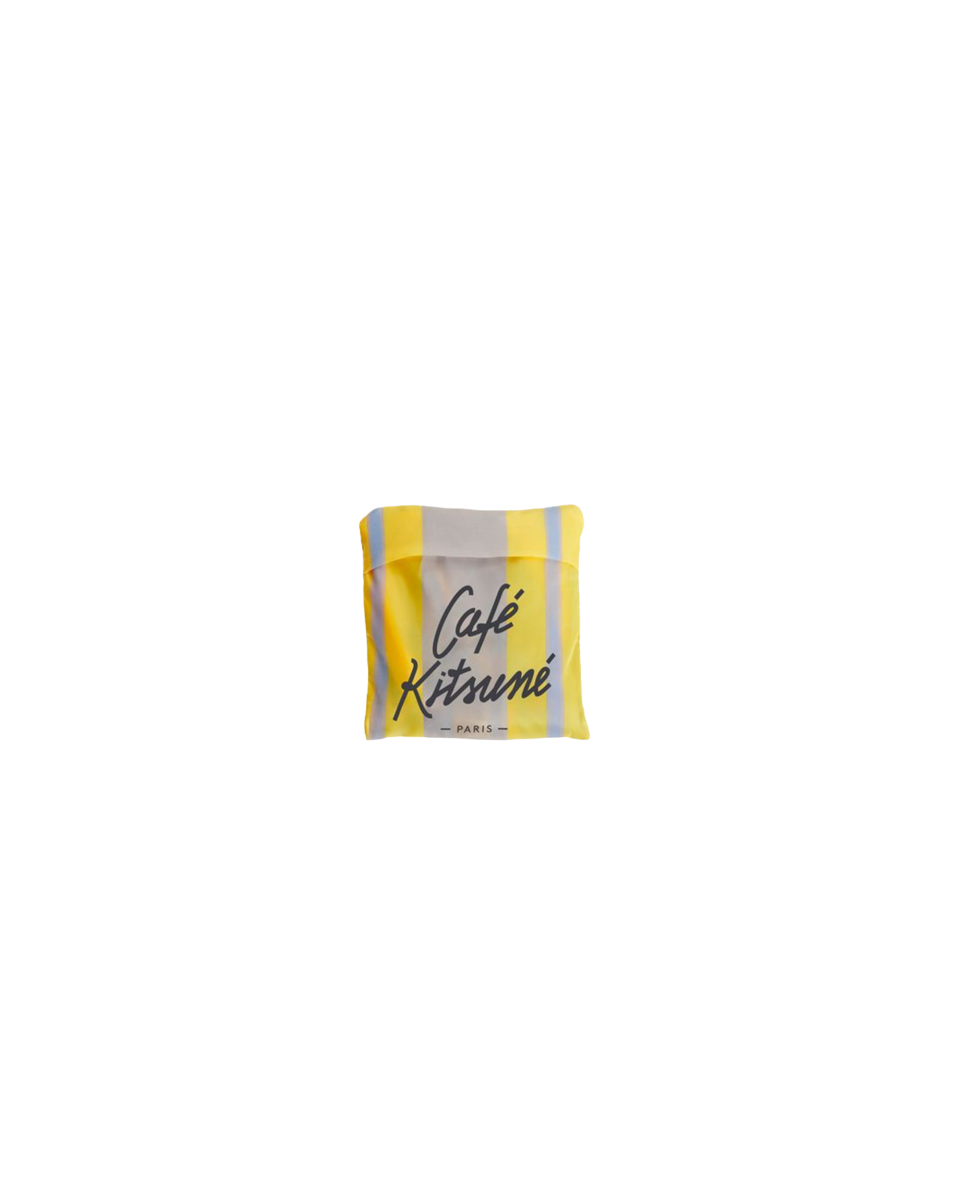 Tote bag Café Kitsuné lemonade rayures jaunes plié vue de face