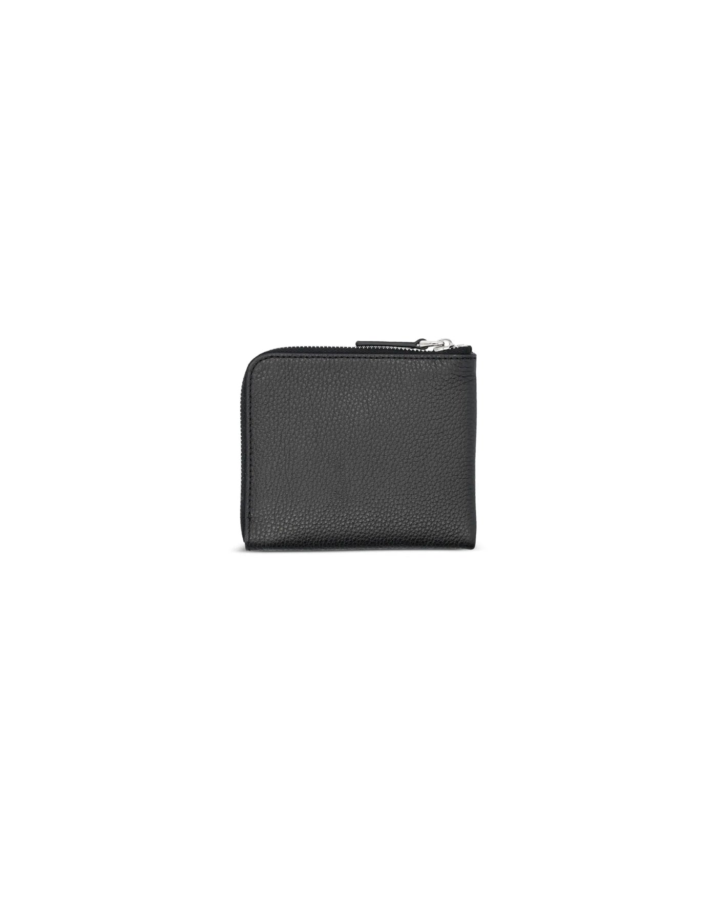 Portefeuille Marni noir cuir grainé zip demi-tour dos sans logo