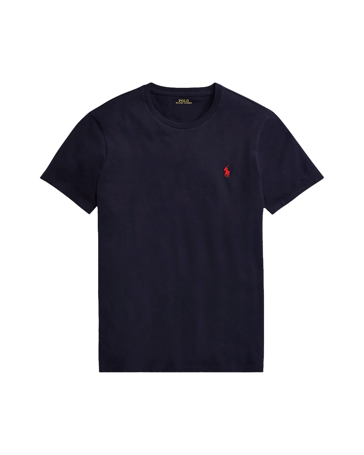 T-shirt Ralph Lauren jersey col rond bleu marine logo poney brodé face