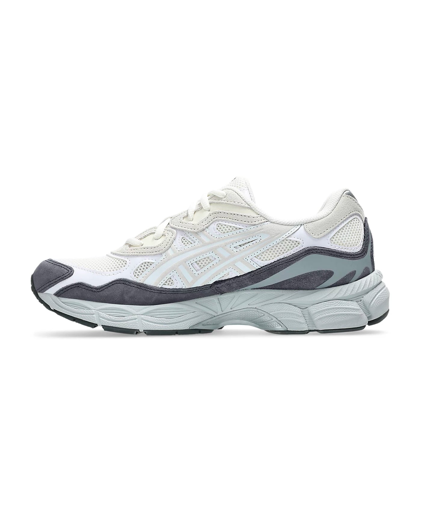 Sneakers Asics GEL-NYC Cream White blanc et gris ardoise profil gauche