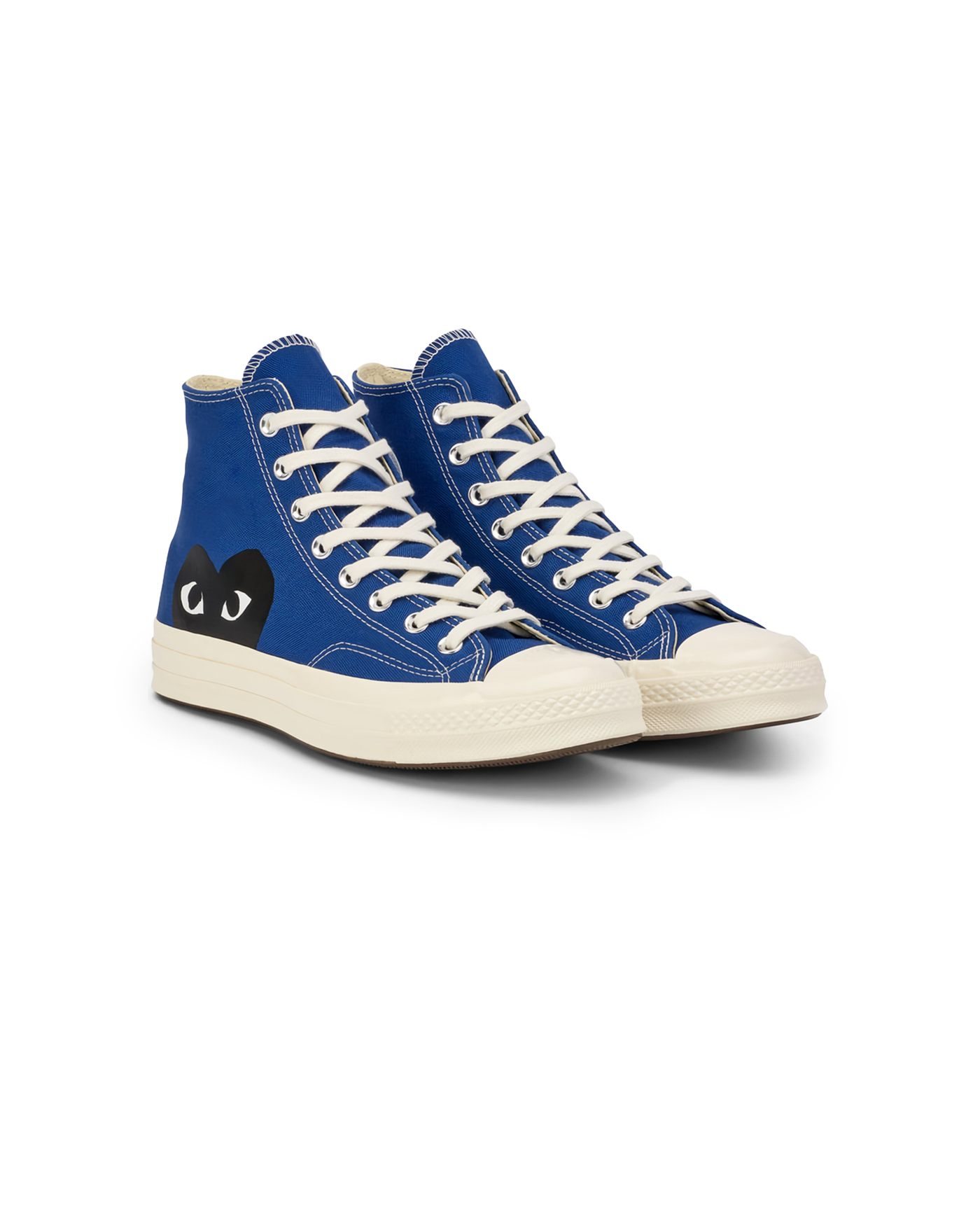 Sneakers Converse x Comme des Garçons Play Chuck 70 High bleues cœur noir face