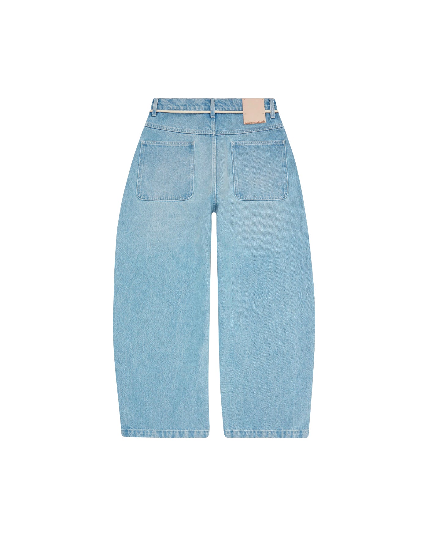 Jeans About:Blank wide leg bleu clair délavé languette cuir dos
