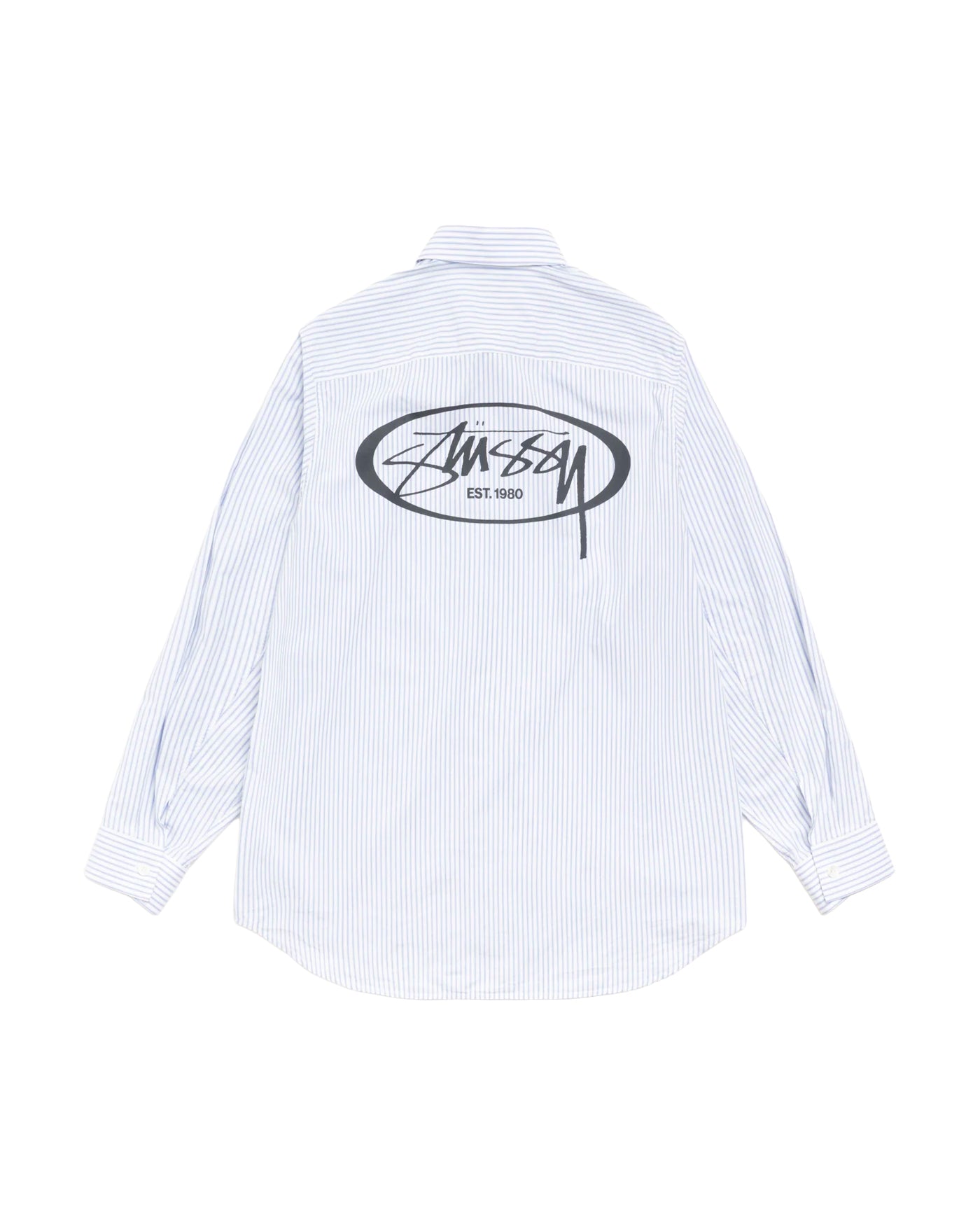 Chemise rayée bleu et blanc Stüssy Standard Logo imprimé dos