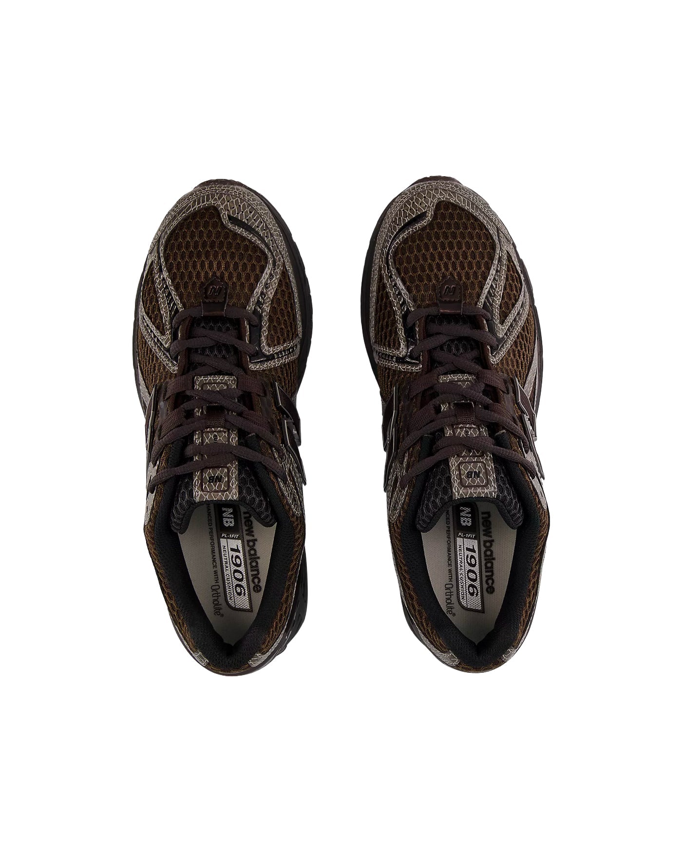 Sneakers New Balance 1906R Thunder coloris marron et noir vue du dessus