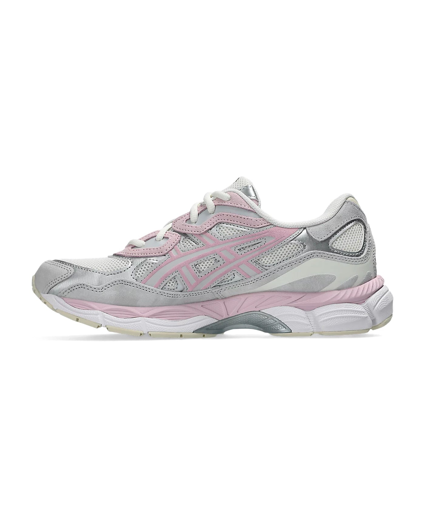 Sneakers Asics Gel-NYC Concrete Barely Rose gris et rose poudré profil droit
