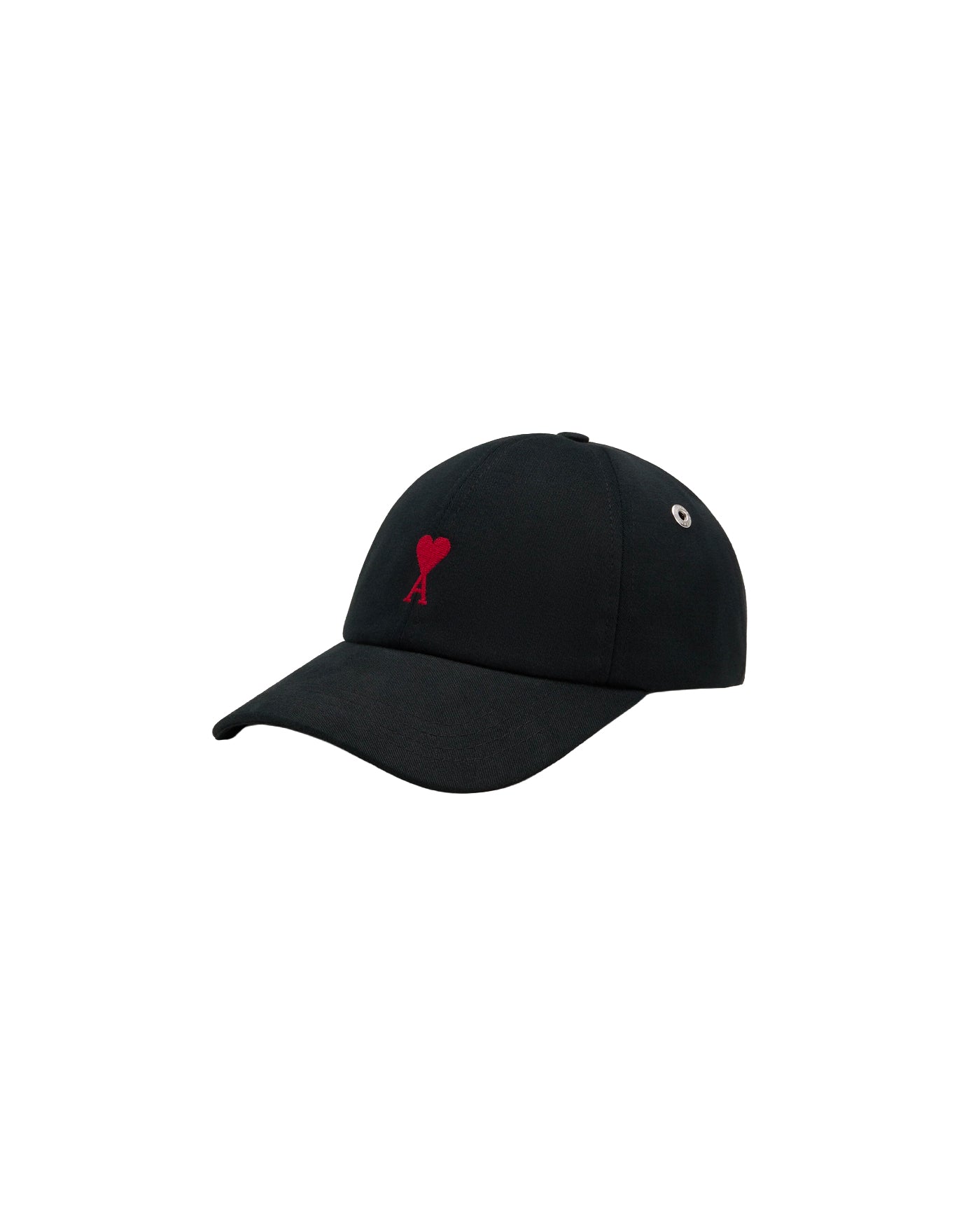 Casquette Ami Paris noire logo cœur rouge brodé profil gauche