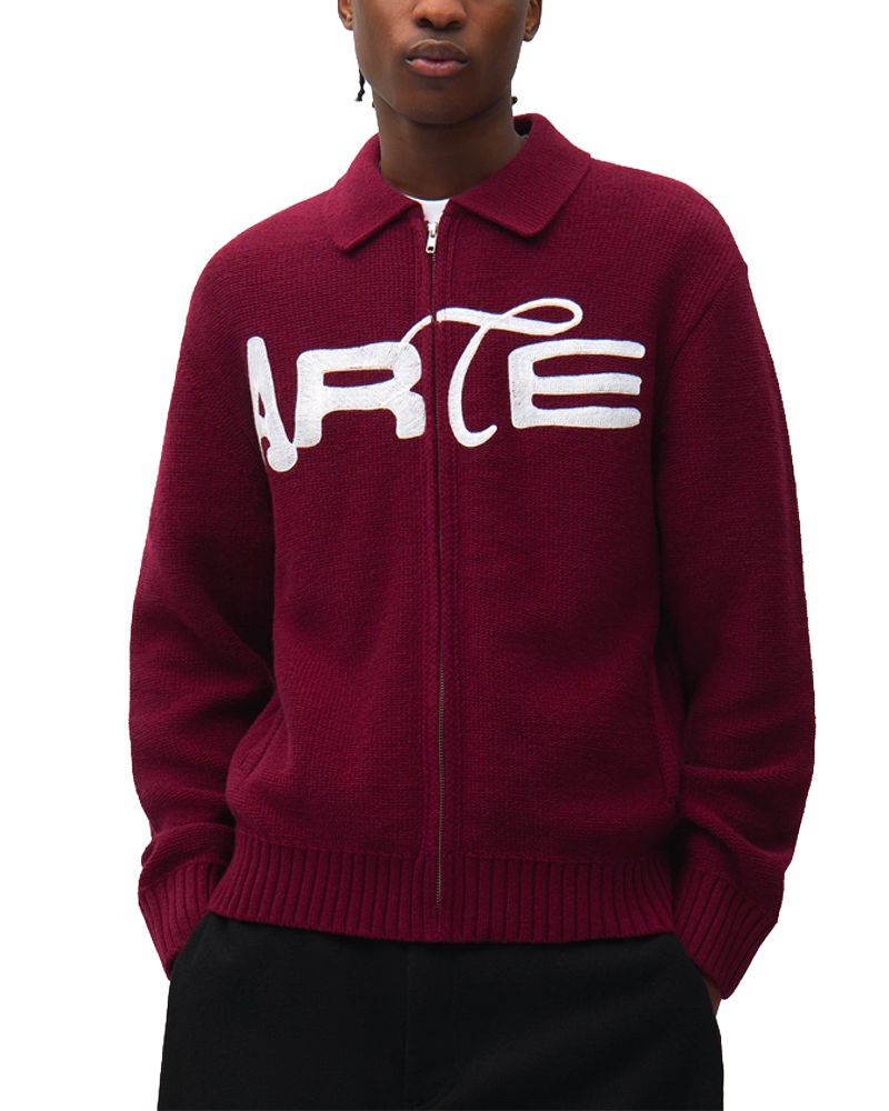 STENCIL ZIP CARDIGAN BORDEAUX