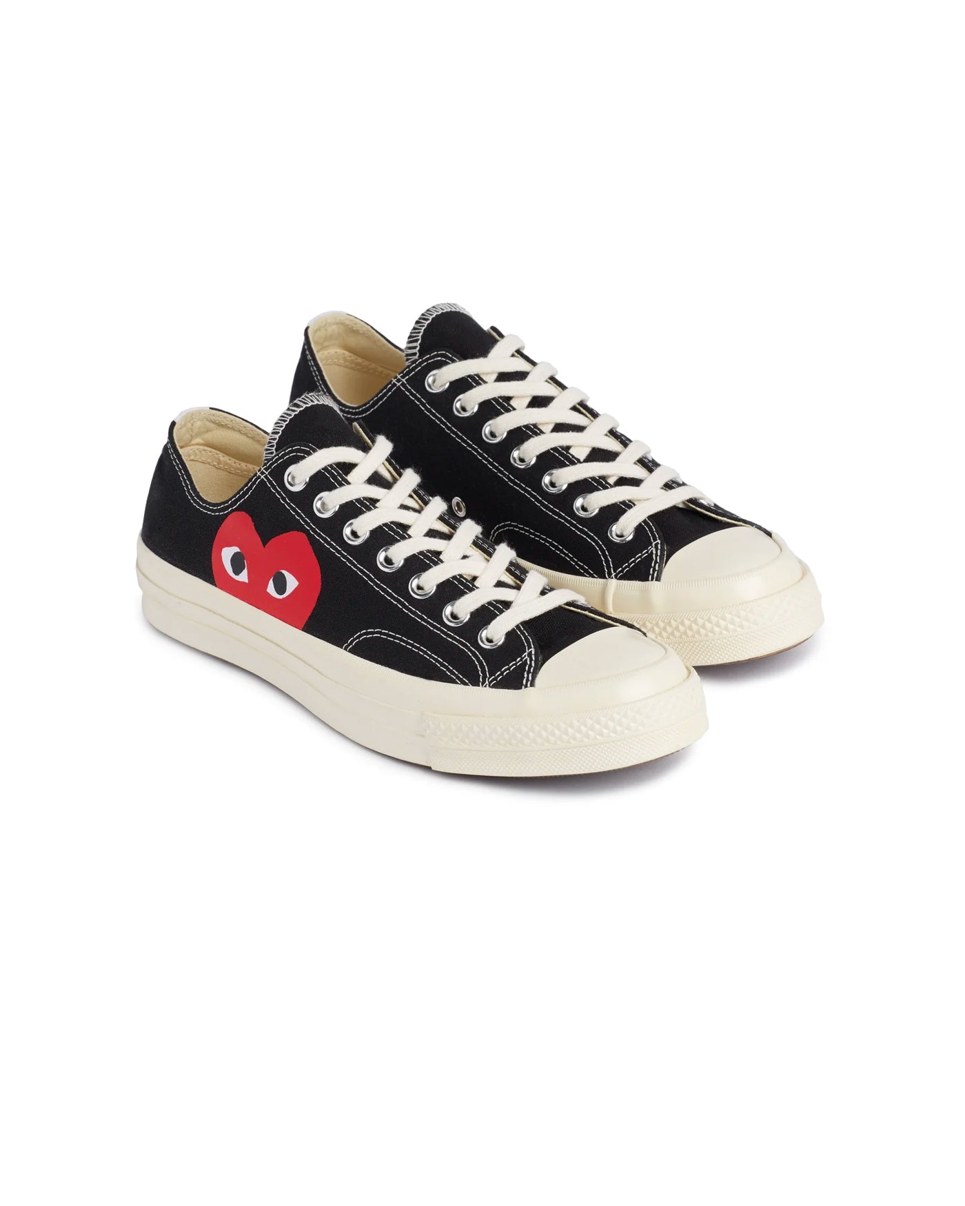 Sneakers Converse x Comme des Garçons Play Chuck 70 Low noires cœur rouge face