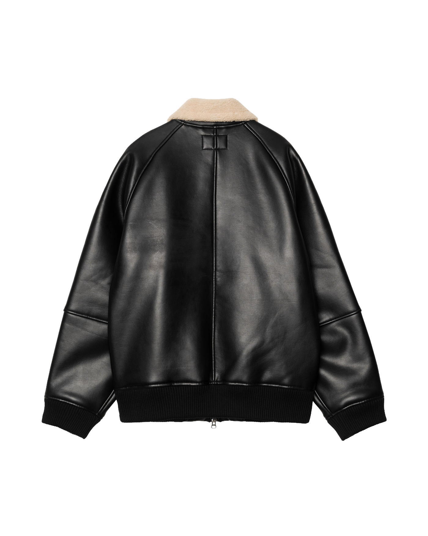 Veste Carhartt WIP Shepton simili-cuir noire col sherpa écru dos
