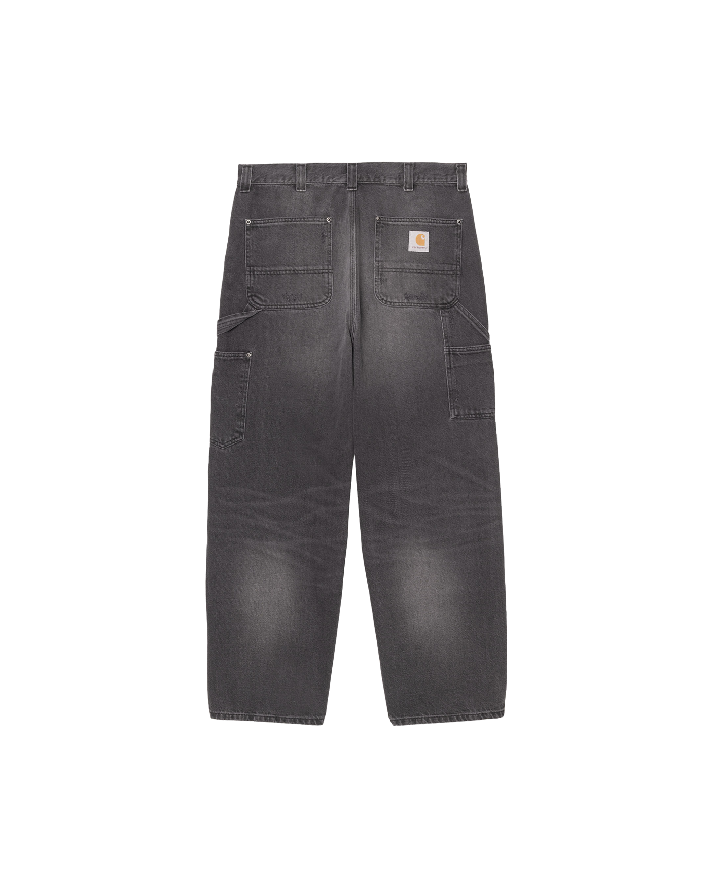 Pantalon Carhartt WIP denim noir délavé double genouillère dos