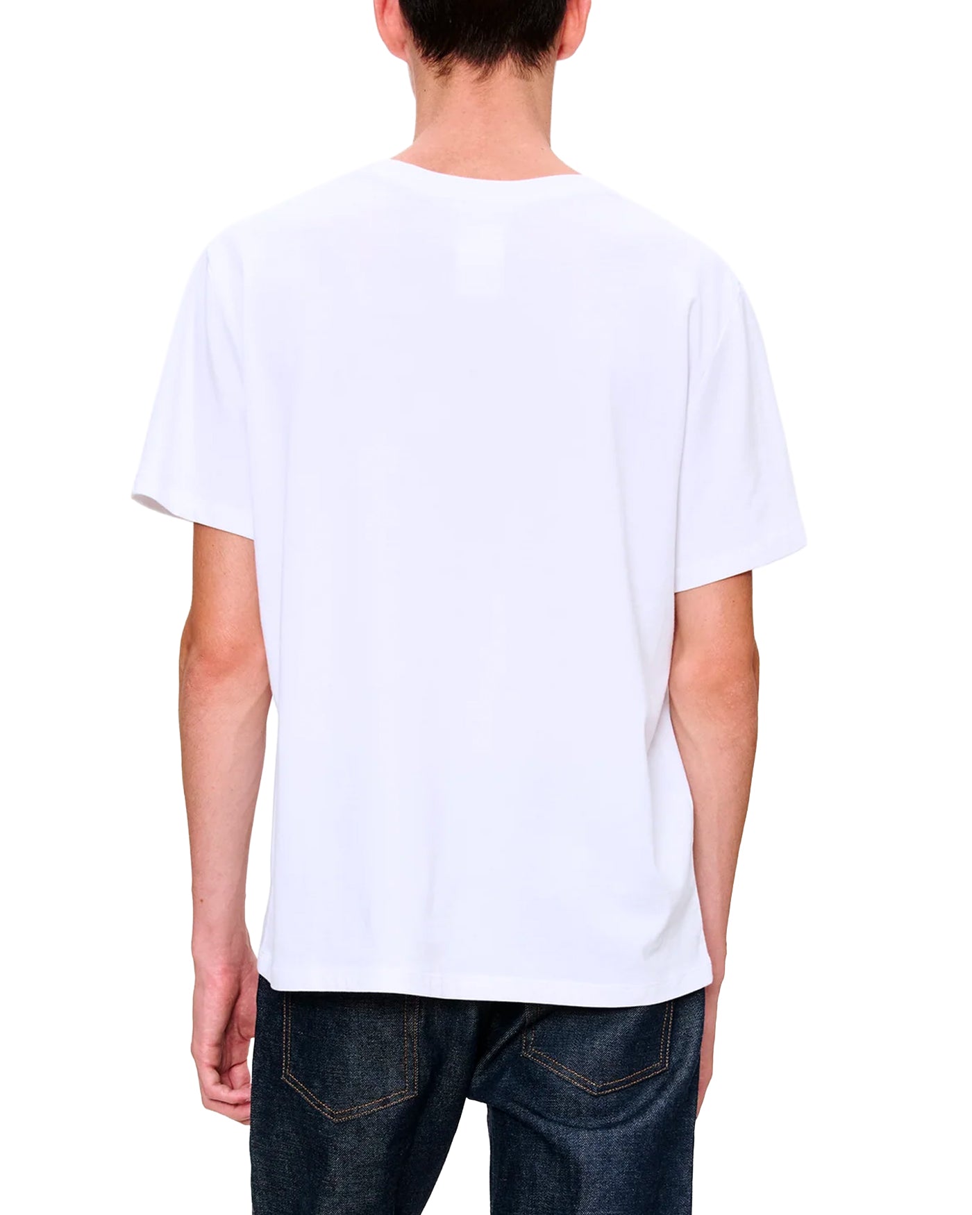 T-shirt A.P.C blanc manches courtes dos uni vue dos porté sur modèle