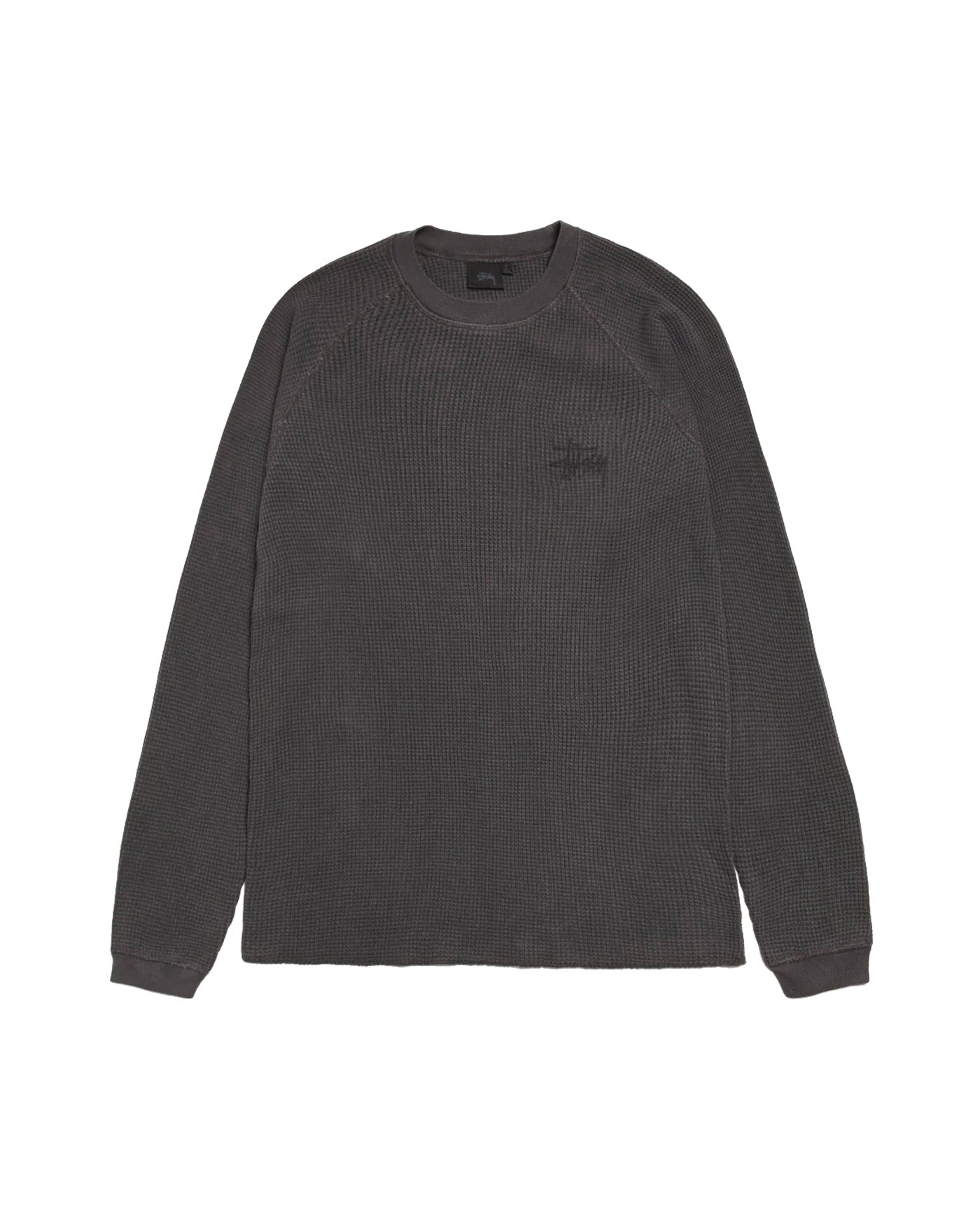 T-shirt manches longues Stüssy Thermal Raglan noir délavé vue face