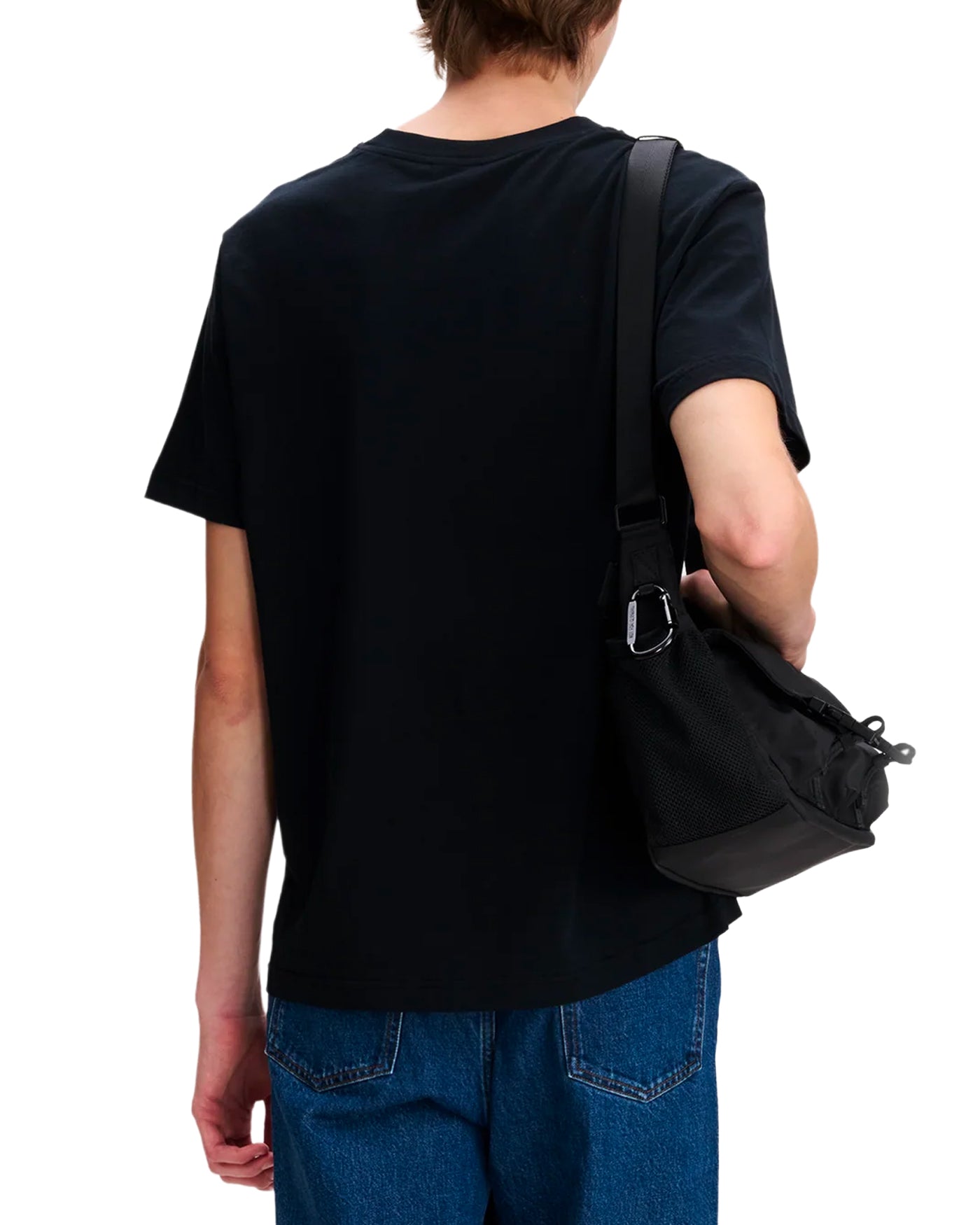 T-shirt A.P.C. Luxembourg noir jersey coton uni porté vue dos