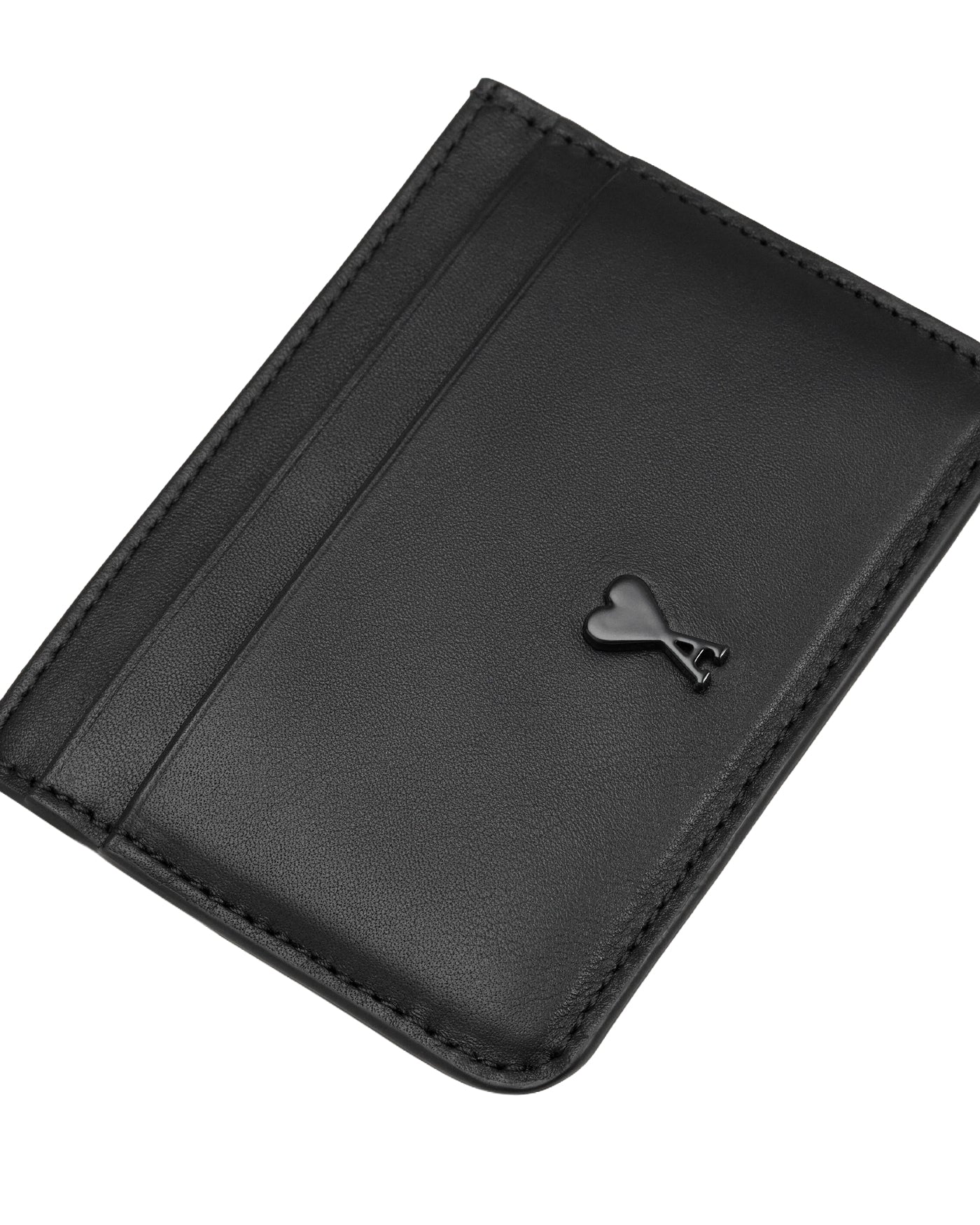 Porte-carte AMI Paris cuir lisse noir compartiments cartes, face